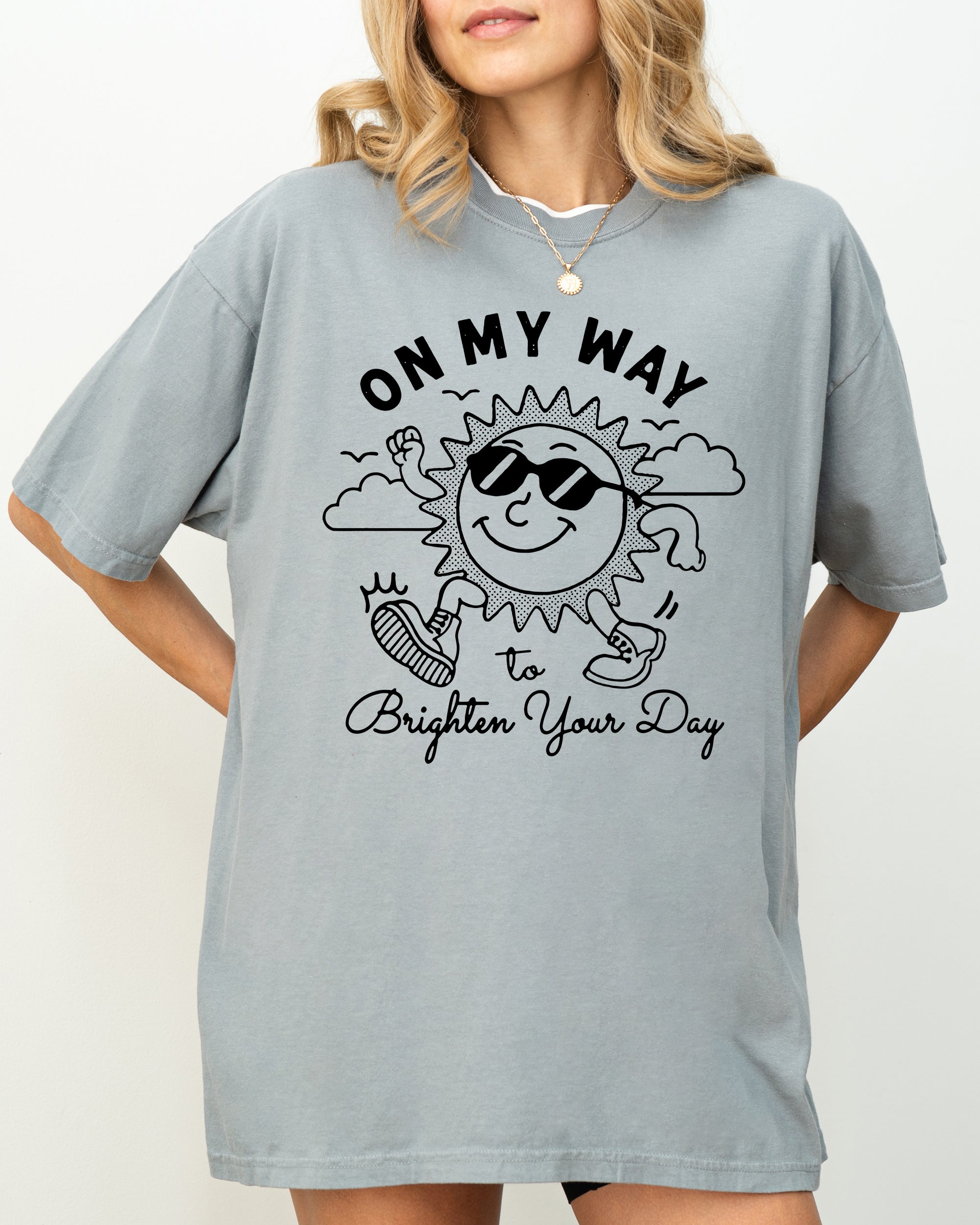 On My Way To Brighten Your Day Sunshine Summer Vibes Positivity Mental Health Comfort Colors Tee