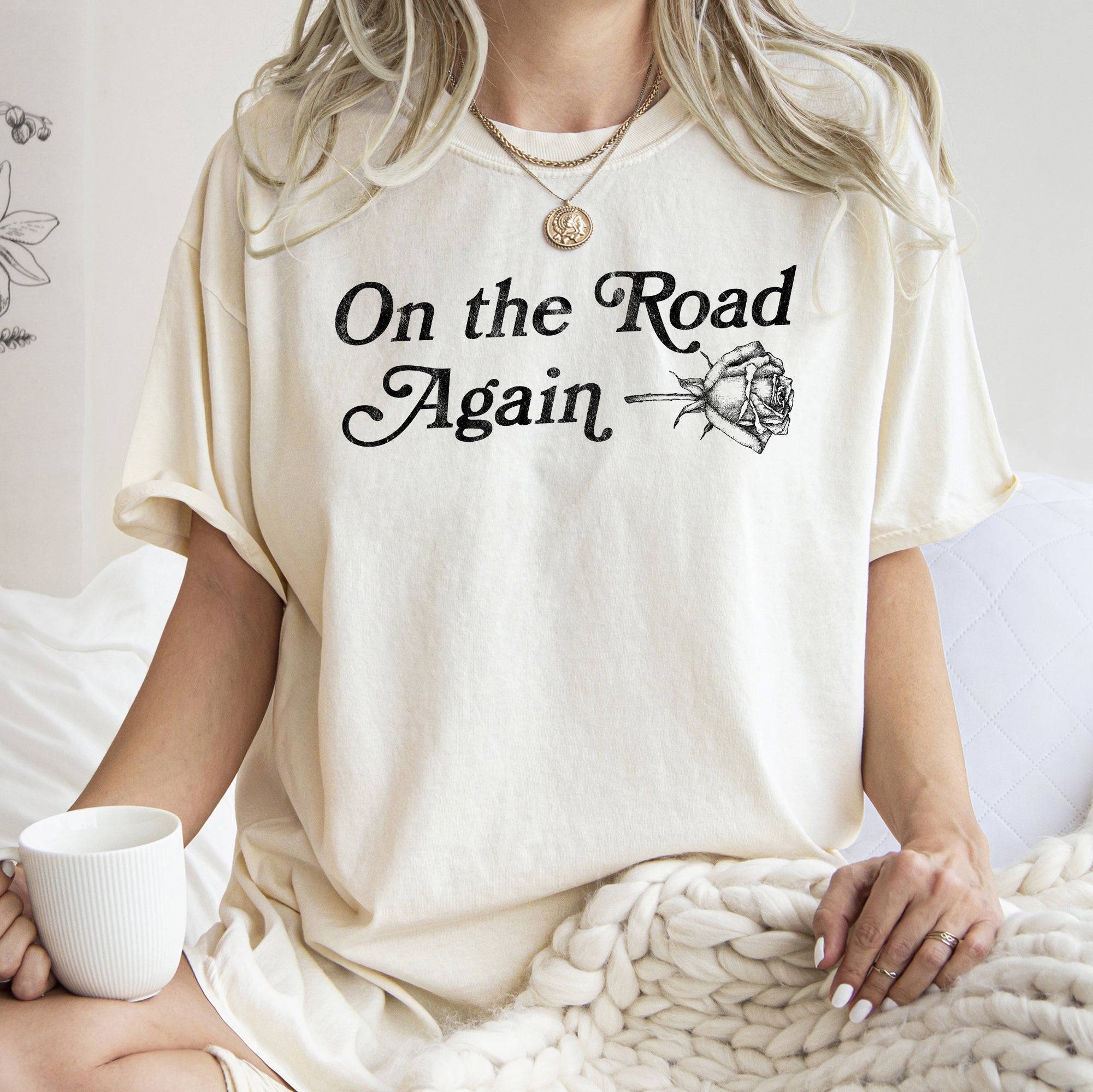 On The Road Again, Roses, Western, Cowboy, Willie Collection Edition Comfort Colors Tee