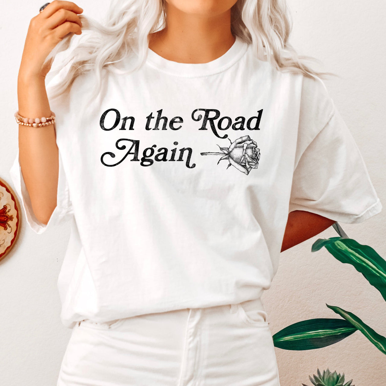 On The Road Again, Roses, Western, Cowboy, Willie Collection Edition Comfort Colors Tee