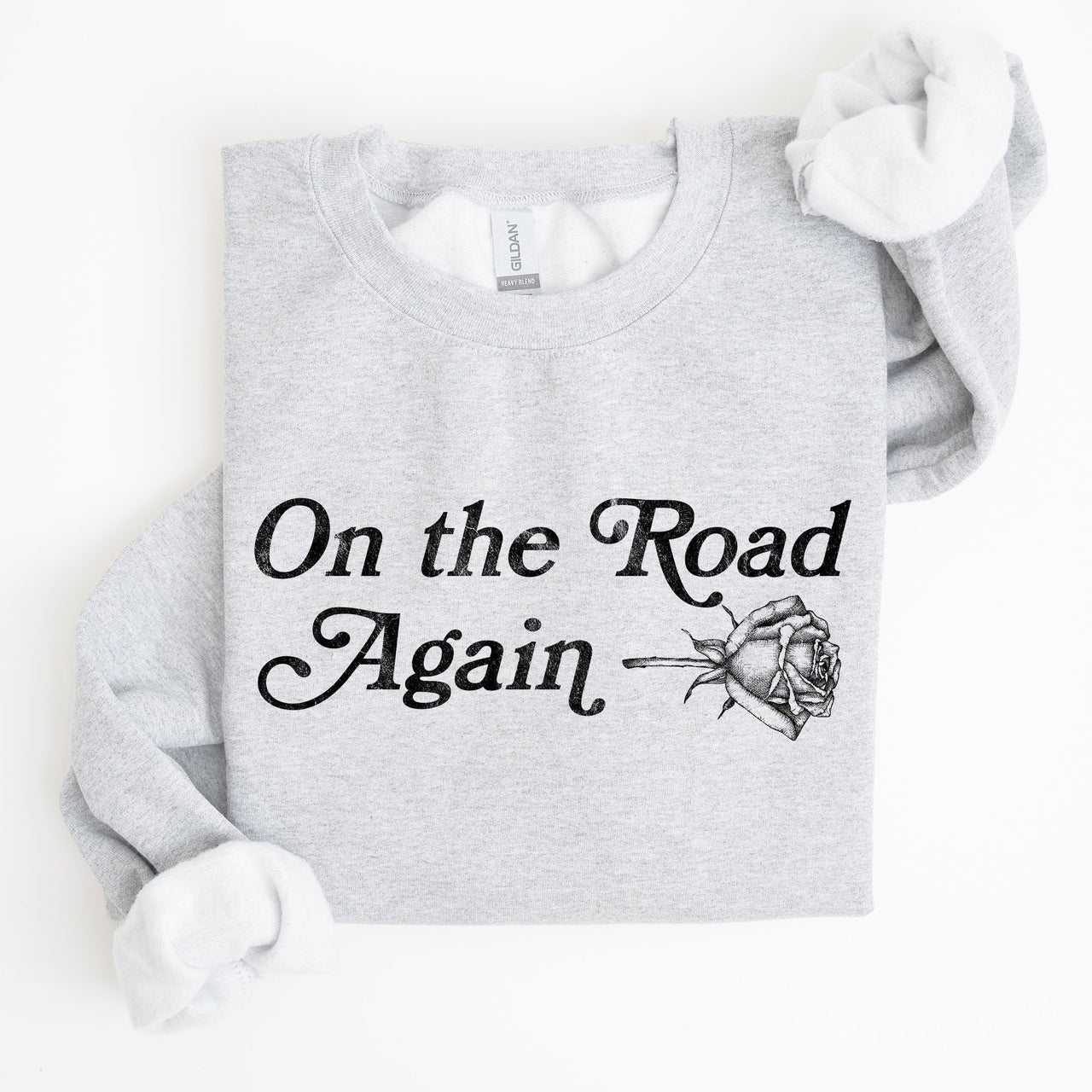 On The Road Again Roses Western Cowboy Willie Road Trip Theme Vintage Country Music Sweatshirt
