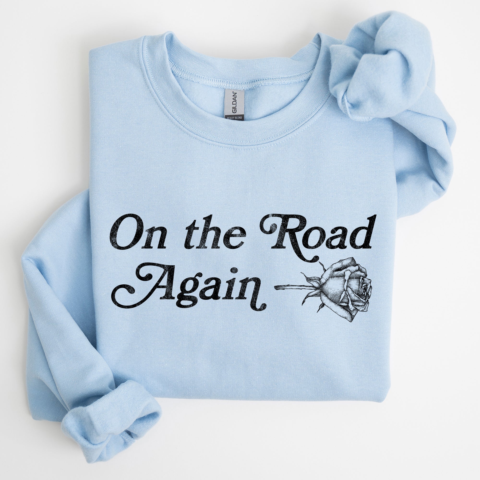 On The Road Again Roses Western Cowboy Willie Road Trip Theme Vintage Country Music Sweatshirt