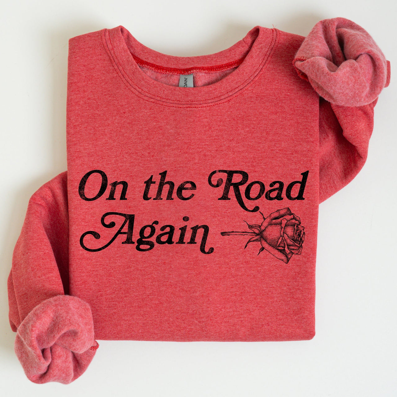 On The Road Again Roses Western Cowboy Willie Road Trip Theme Vintage Country Music Sweatshirt