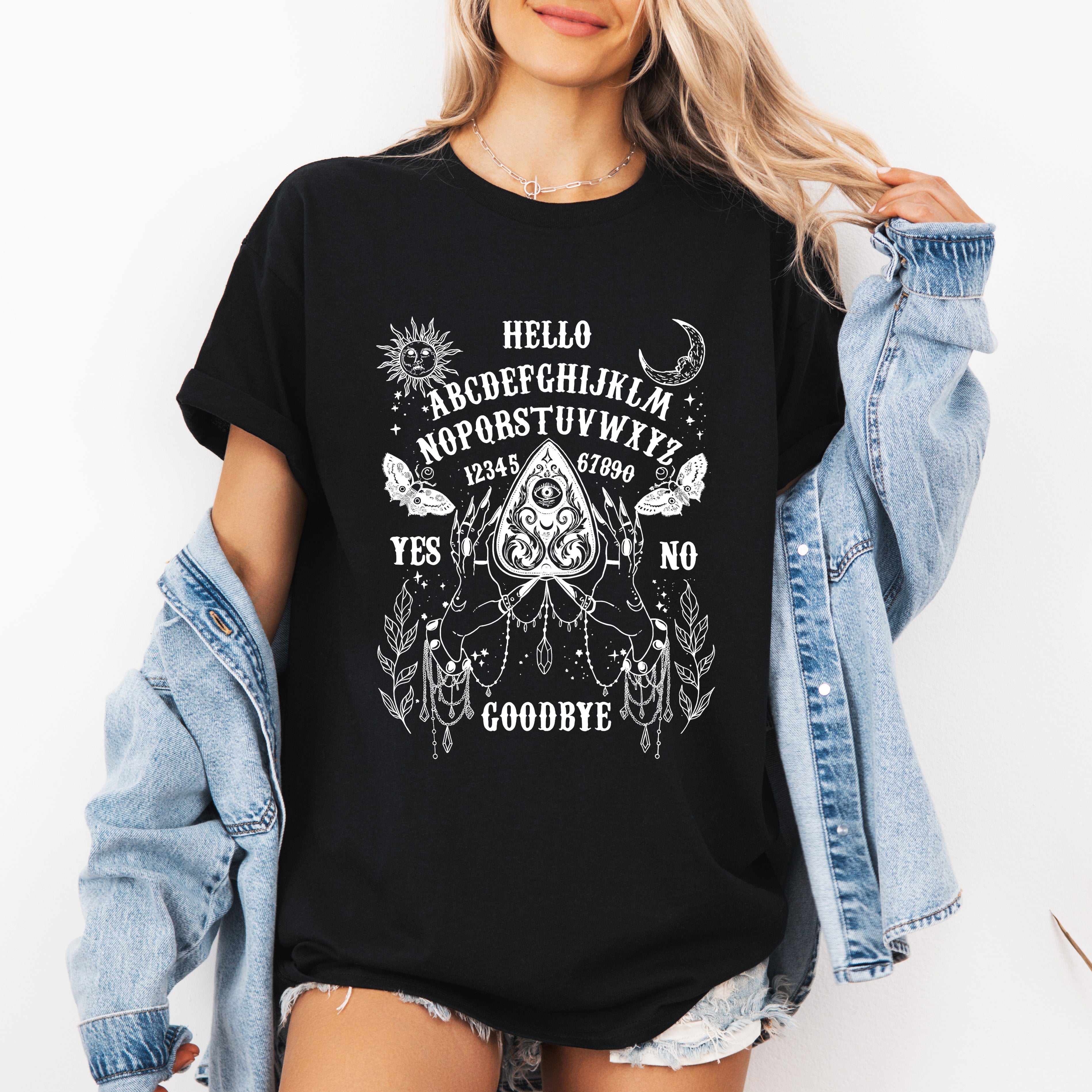 Ouija Board Spooky Tarot Halloween Witch Seance Mystic Occult Gothic Graphic Tee