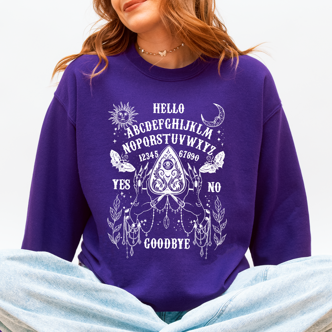 Ouija Board Spooky Tarot Halloween Witch Mystic Symbols Divination Circle Edition Sweatshirt