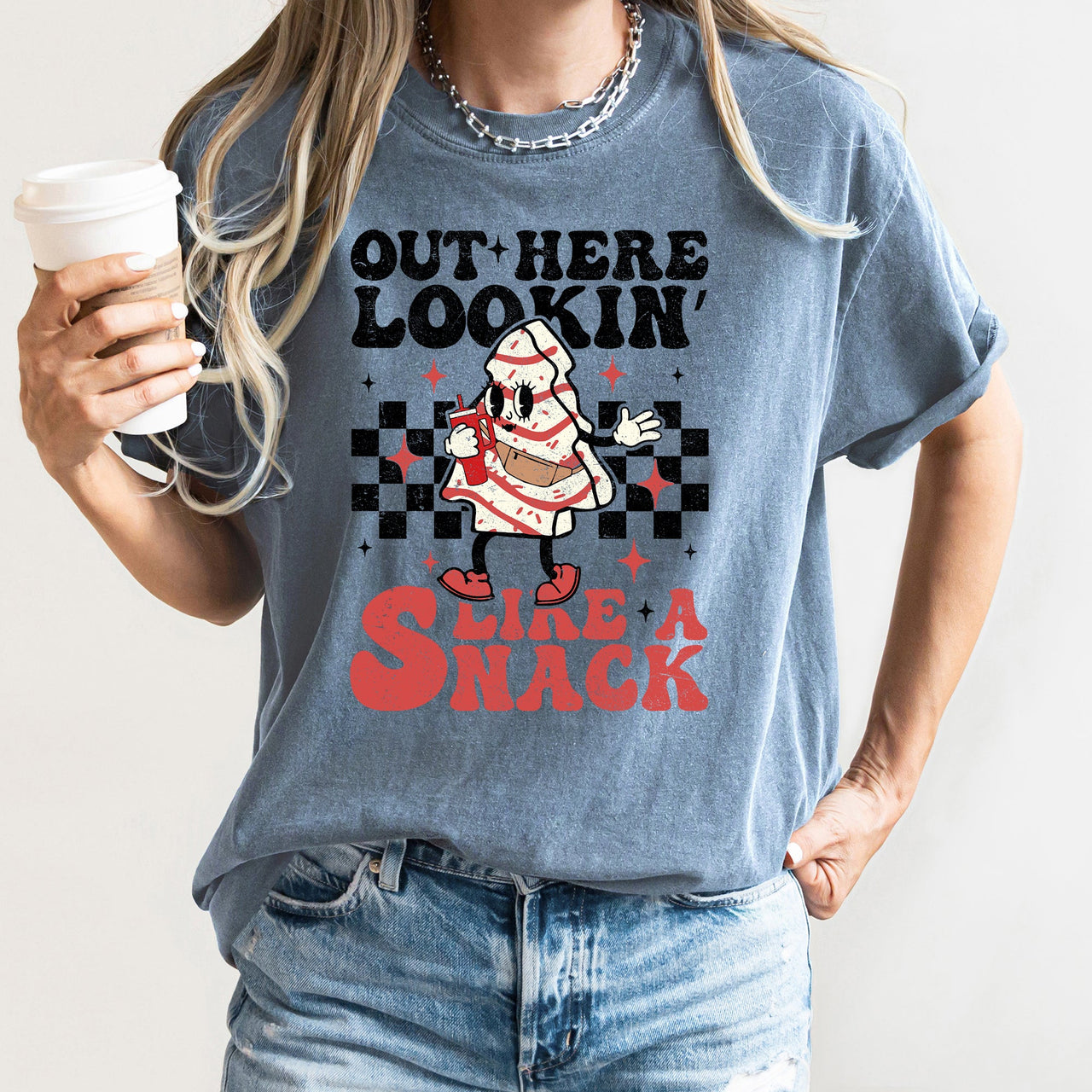 Out Here Lookin Like A Snack Little Debbie Plaid Christmas Tree Comfort Colors Tee