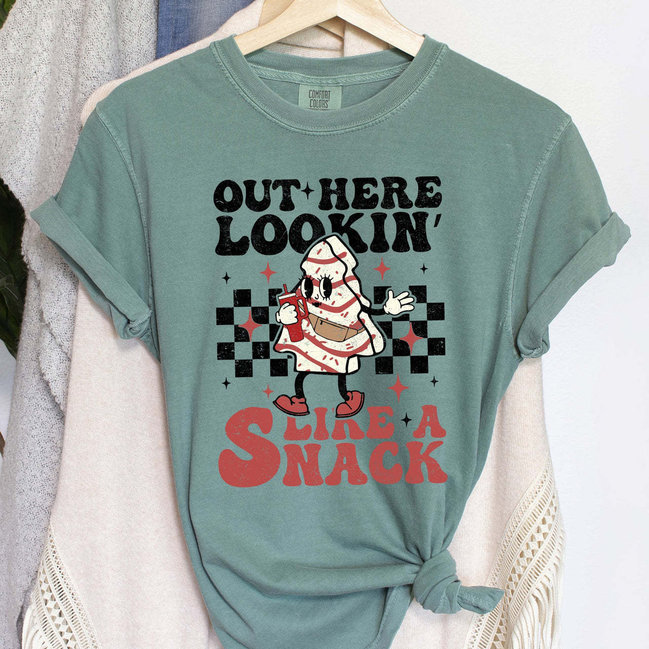 Out Here Lookin Like A Snack Little Debbie Plaid Christmas Tree Comfort Colors Tee