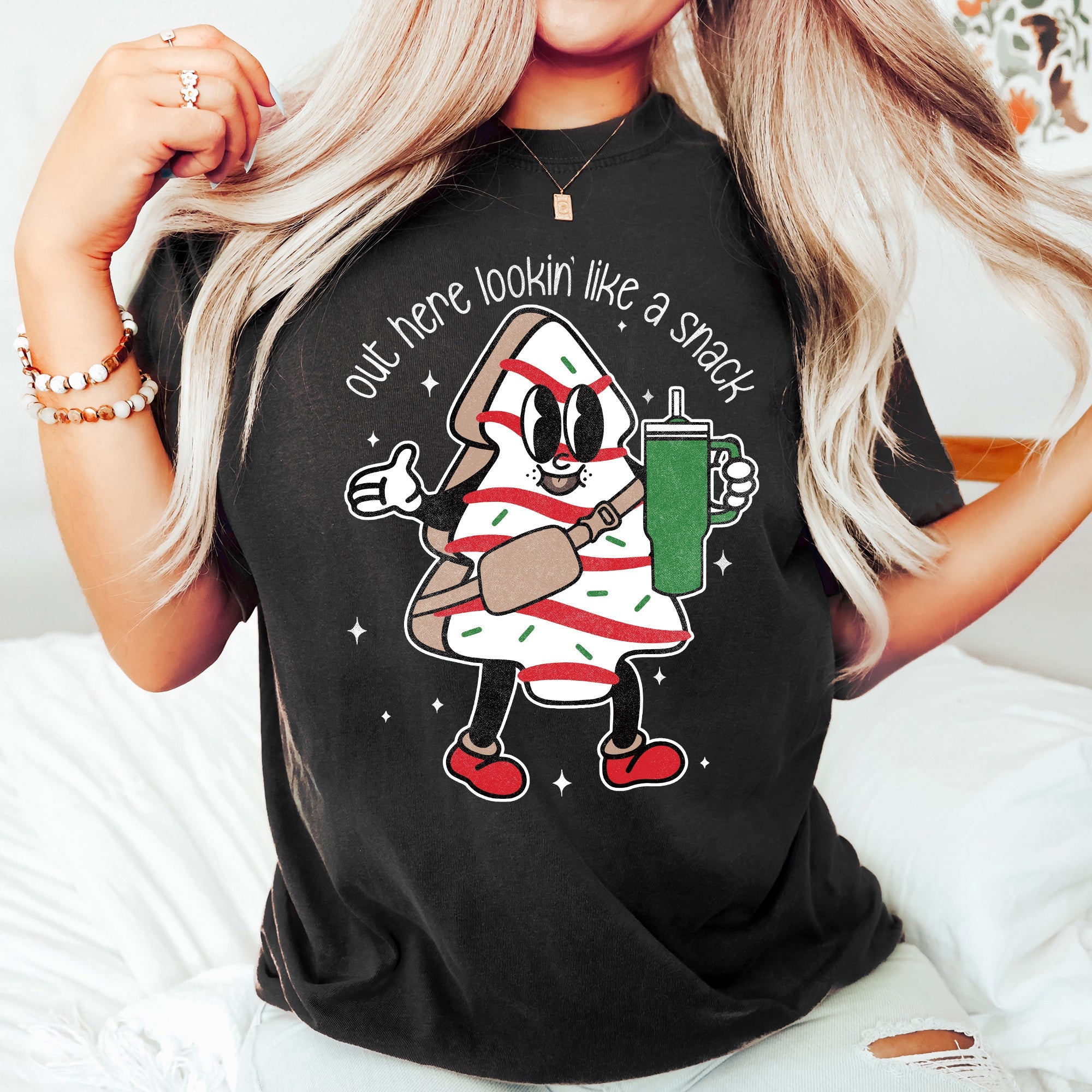 Out Here Looking Like A Snack Christmas Tree Little Debbie Bougie Comfort Colors Tee