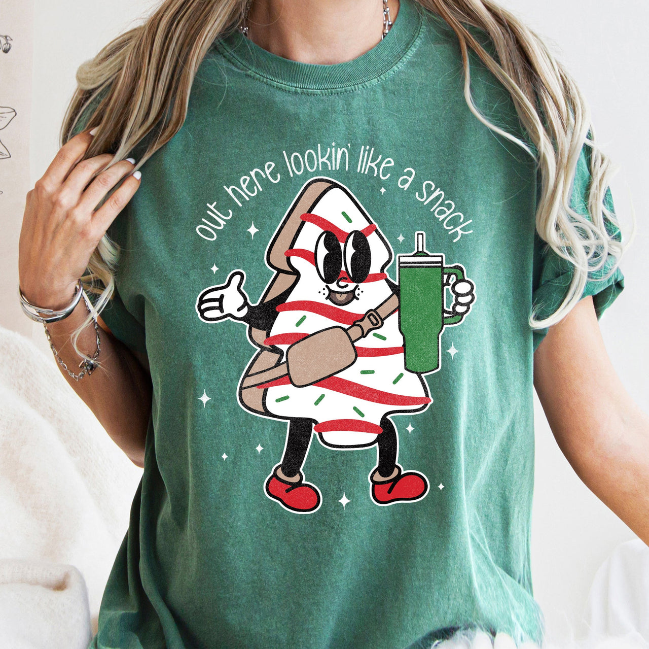 Out Here Looking Like A Snack Christmas Tree Little Debbie Bougie Comfort Colors Tee