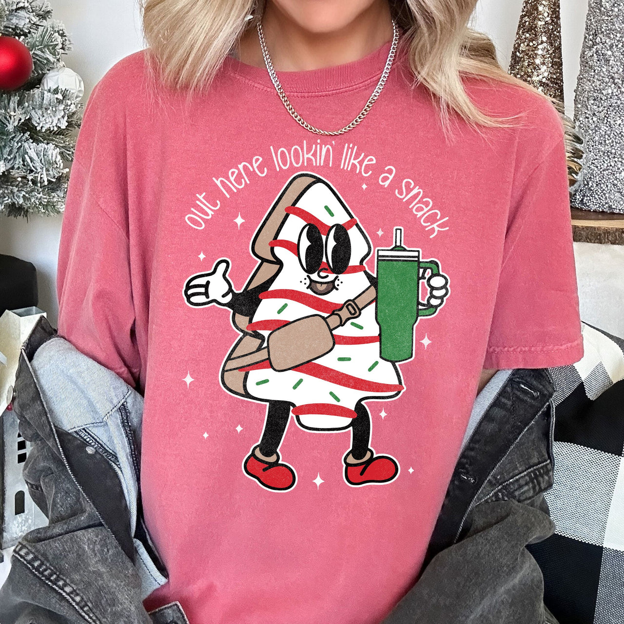 Out Here Looking Like A Snack Christmas Tree Little Debbie Bougie Comfort Colors Tee