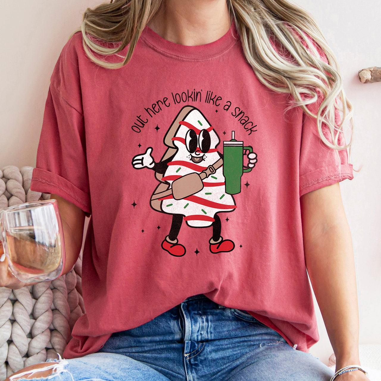 Out Here Looking Like A Snack Christmas Tree Little Debbie Bougie Comfort Colors Tee