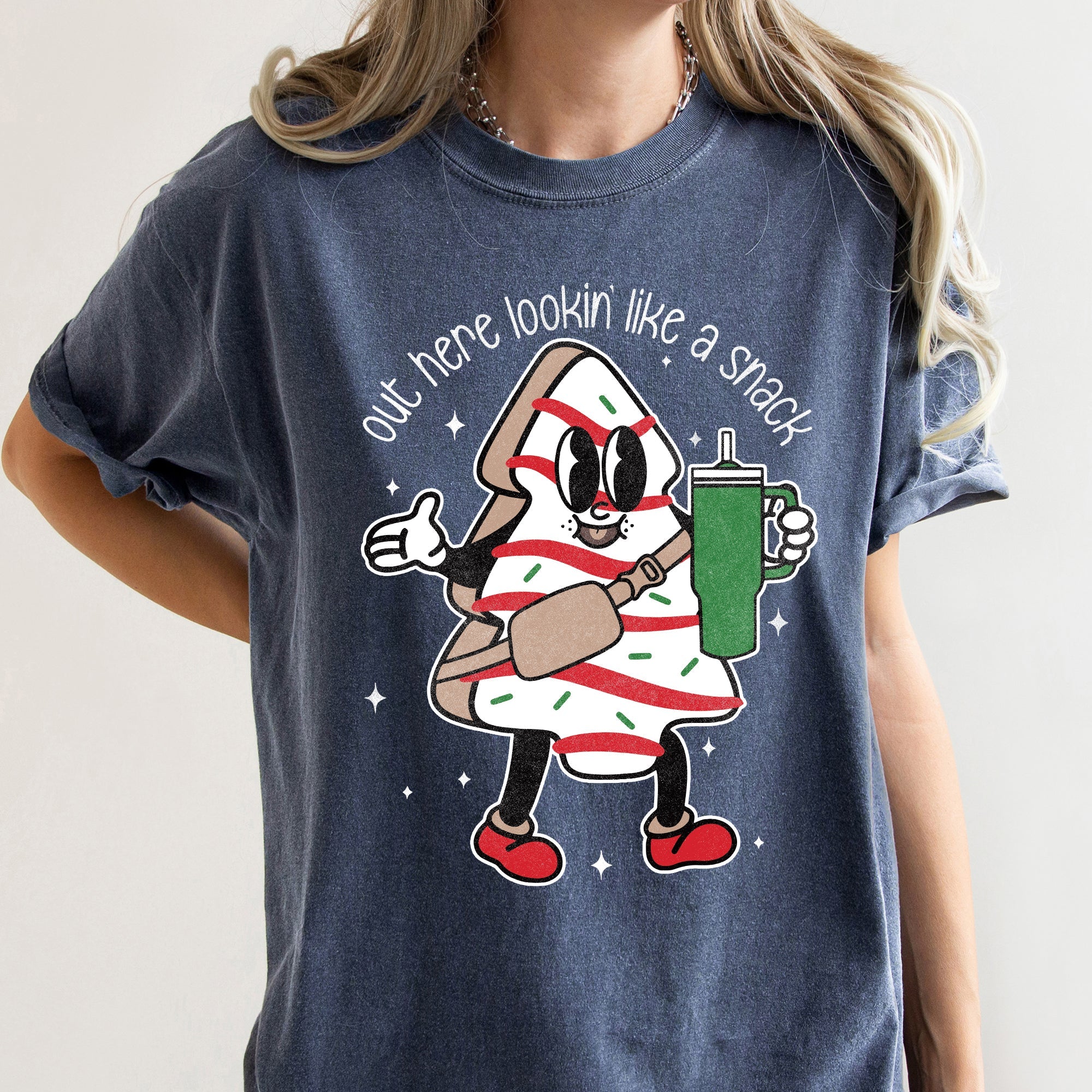 Out Here Looking Like A Snack Christmas Tree Little Debbie Bougie Comfort Colors Tee