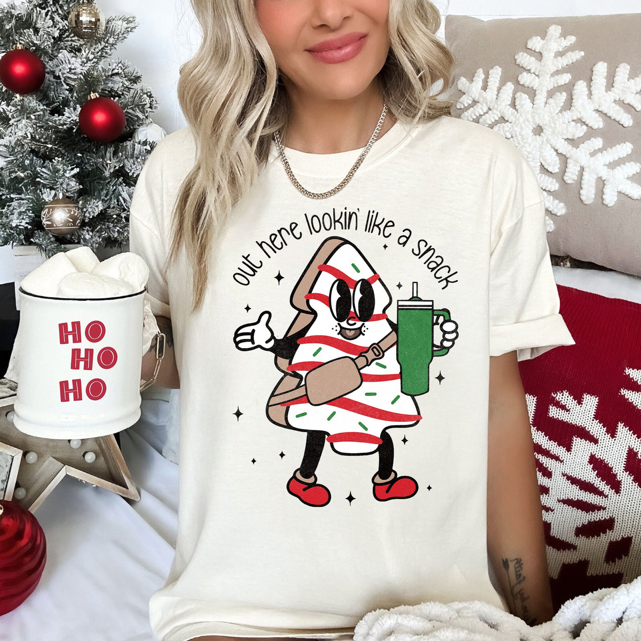 Out Here Looking Like A Snack Christmas Tree Little Debbie Bougie Comfort Colors Tee