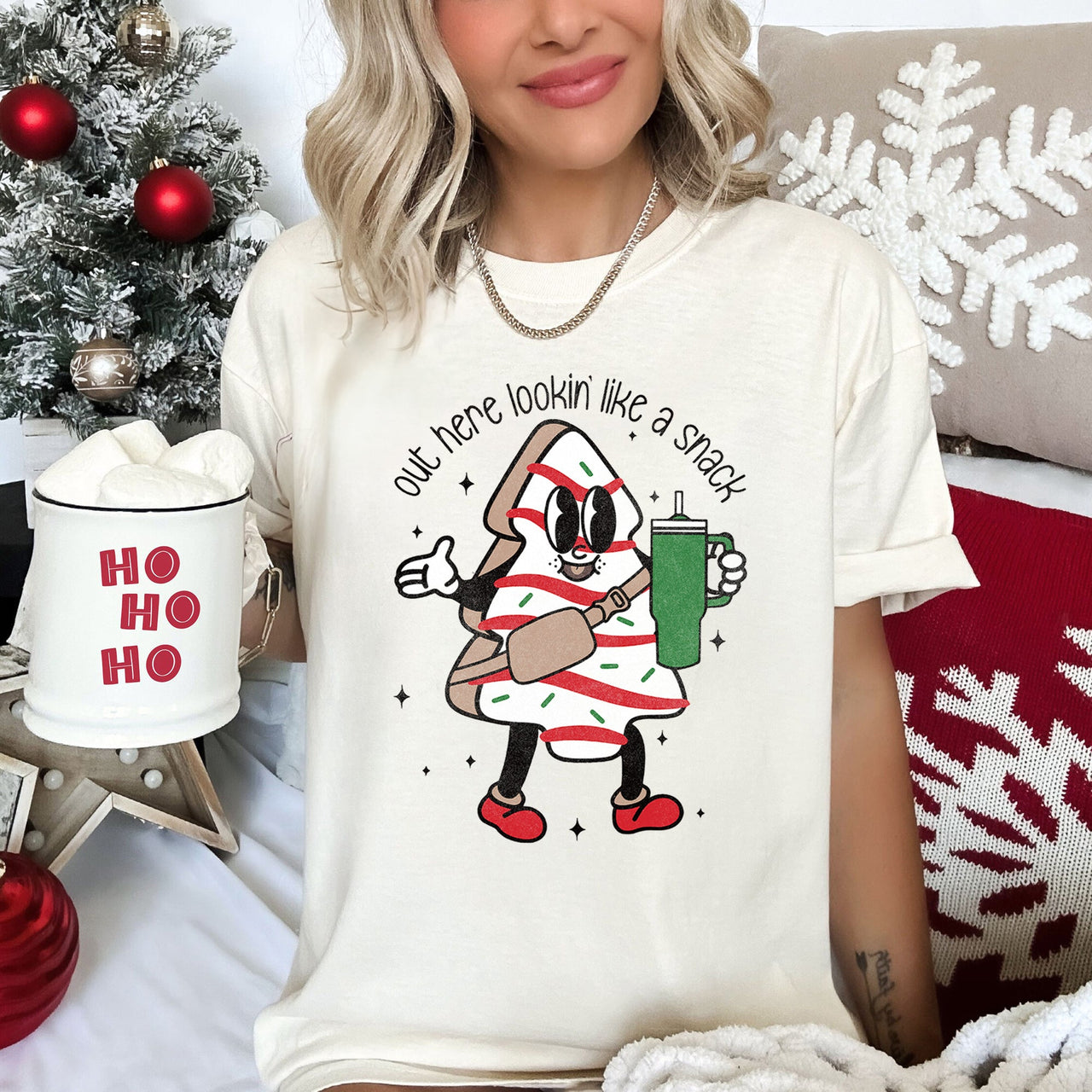 Out Here Looking Like A Snack Christmas Tree Little Debbie Bougie Comfort Colors Tee