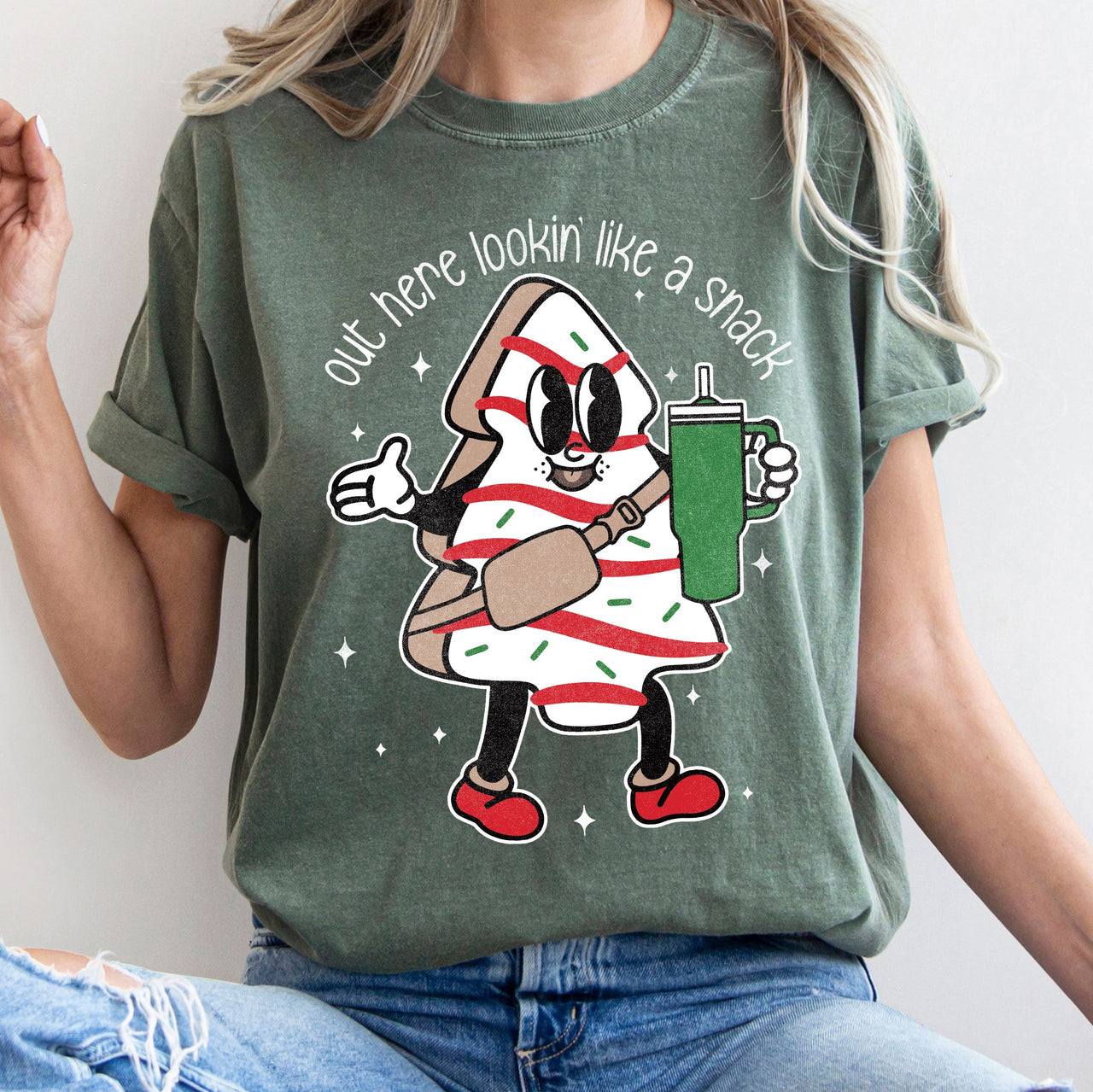 Out Here Looking Like A Snack Christmas Tree Little Debbie Bougie Comfort Colors Tee