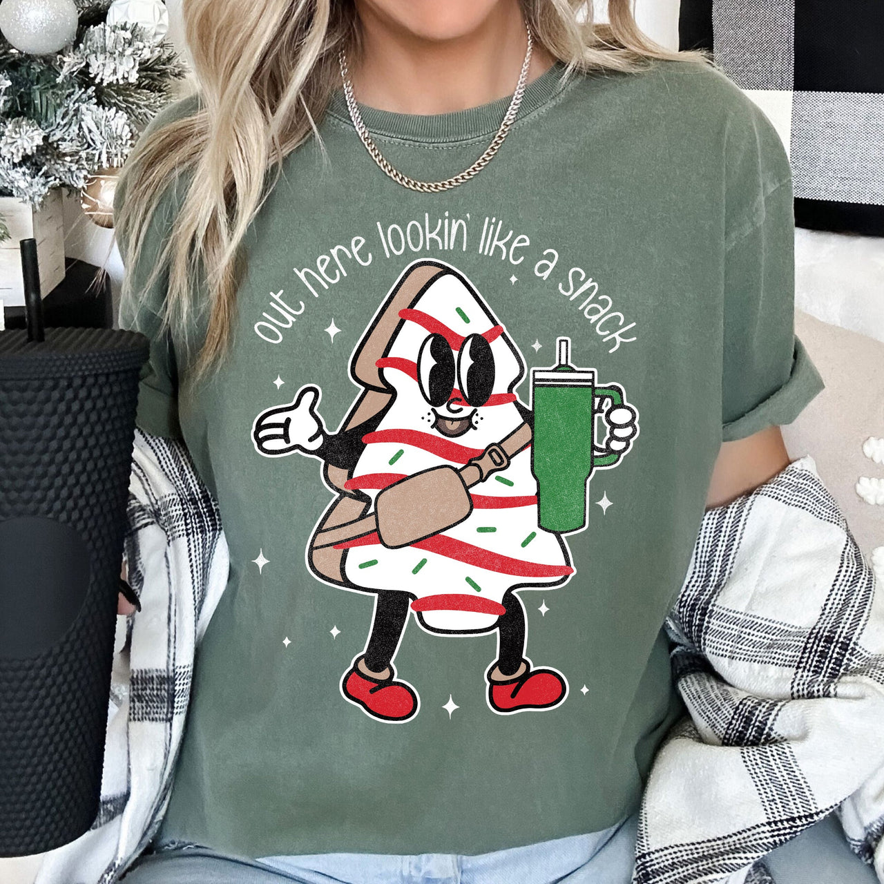 Out Here Looking Like A Snack Christmas Tree Little Debbie Bougie Comfort Colors Tee