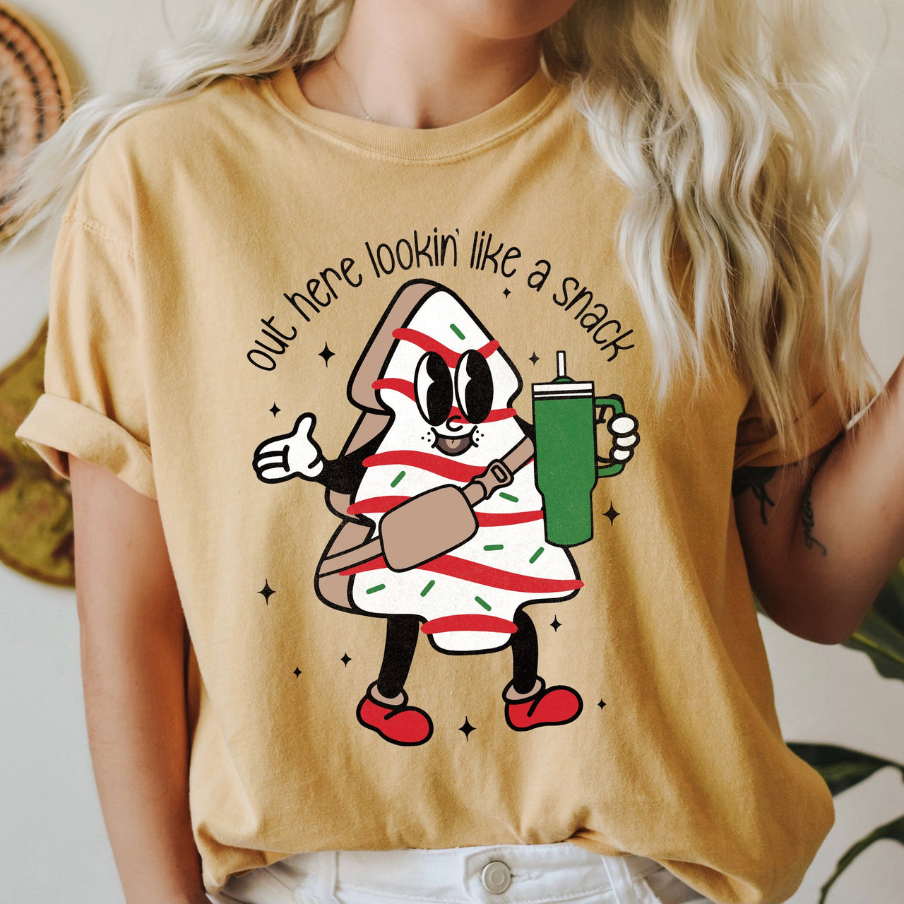 Out Here Looking Like A Snack Christmas Tree Little Debbie Bougie Comfort Colors Tee