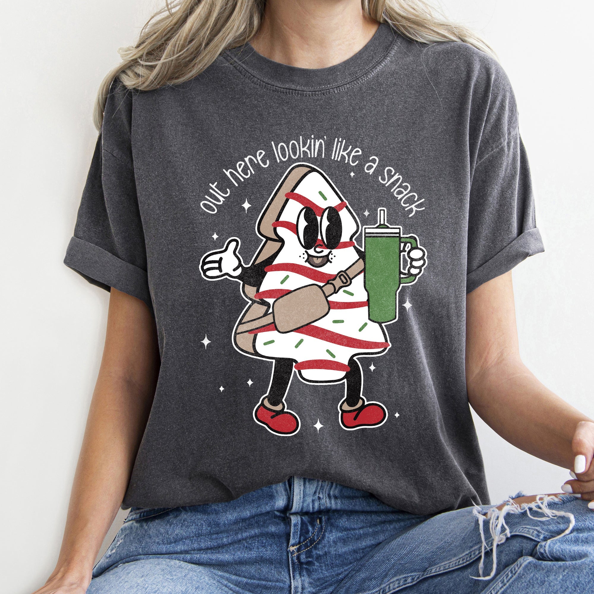 Out Here Looking Like A Snack Christmas Tree Little Debbie Bougie Comfort Colors Tee