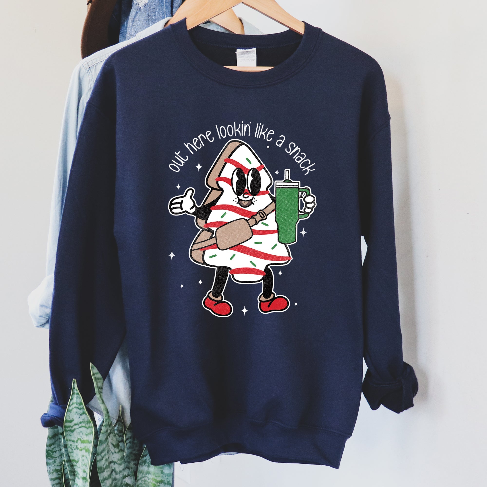 Out Here Looking Like A Snack Christmas Edition Festive Holiday Graphic Cozy Saying For The Season Sweatshirt