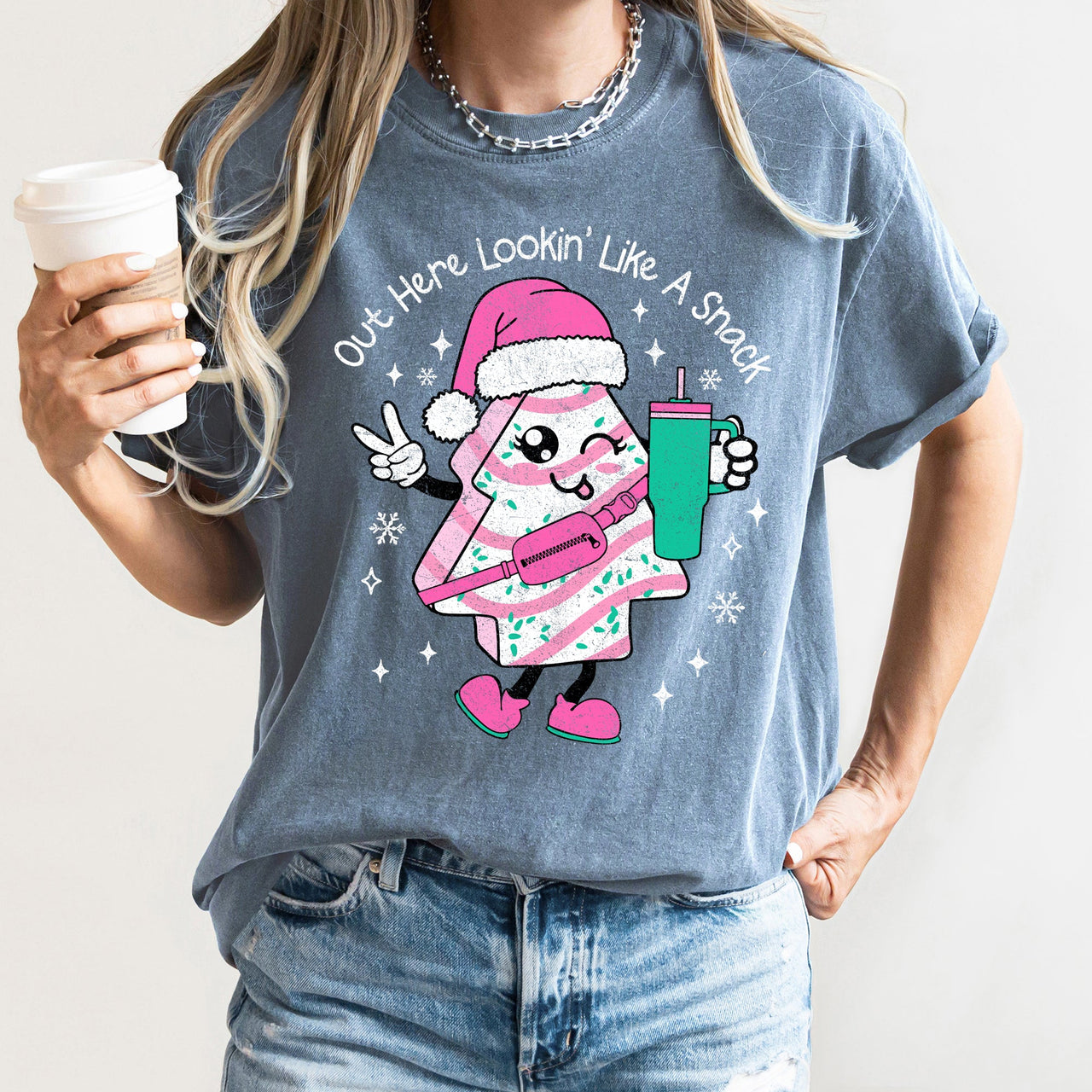 Out Here Looking Like A Snack Pink Little Debbie Stanley Christmas Comfort Colors Tee