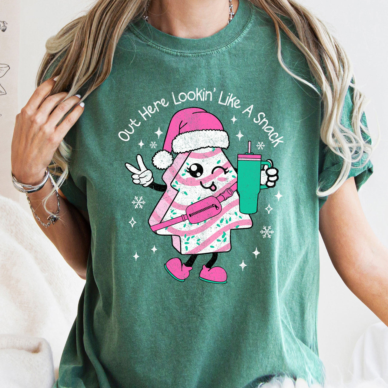 Out Here Looking Like A Snack Pink Little Debbie Stanley Christmas Comfort Colors Tee