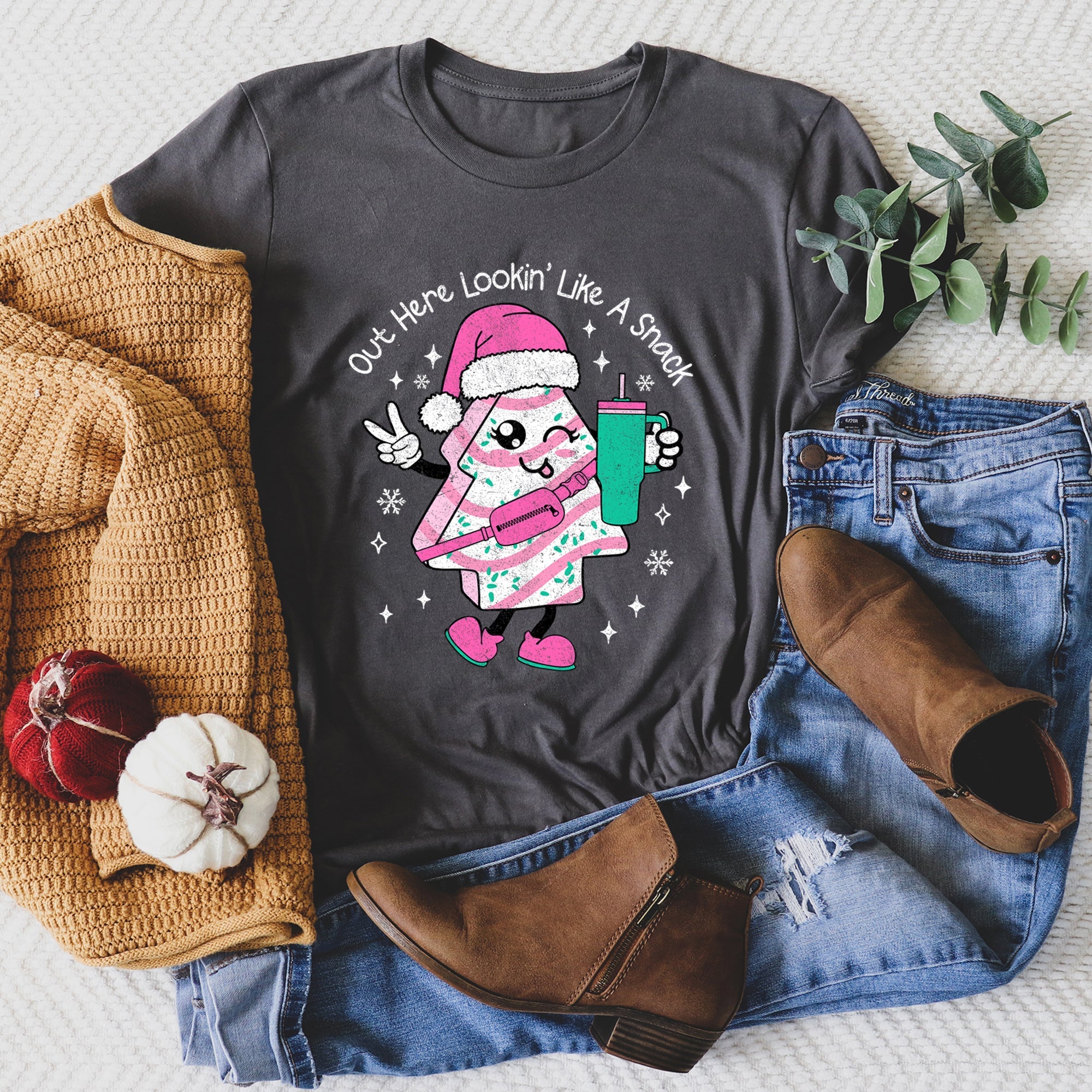 Out Here Looking Like A Snack Pink Little Debbie Stanley Christmas Edition Graphic Tee