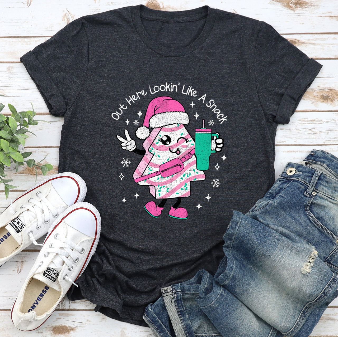 Out Here Looking Like A Snack Pink Little Debbie Stanley Christmas Edition Graphic Tee