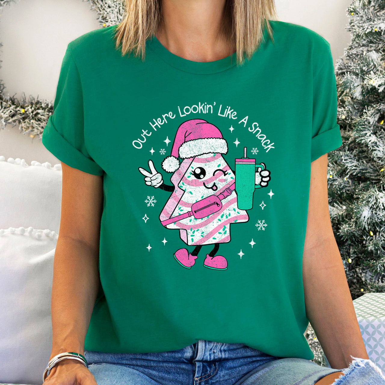 Out Here Looking Like A Snack Pink Little Debbie Stanley Christmas Edition Graphic Tee