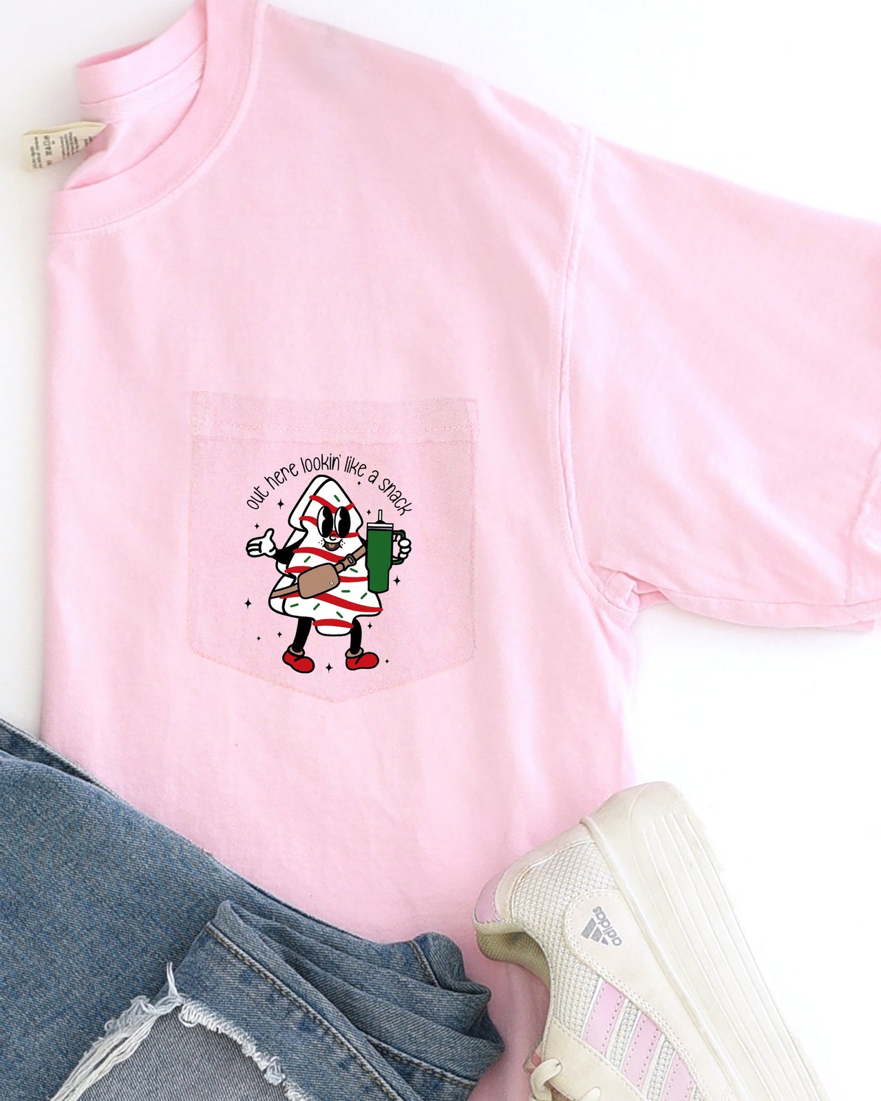 Out Here Looking Like A Snack Pocket Boujee Winter Santa Xmas Comfort Colors Tee