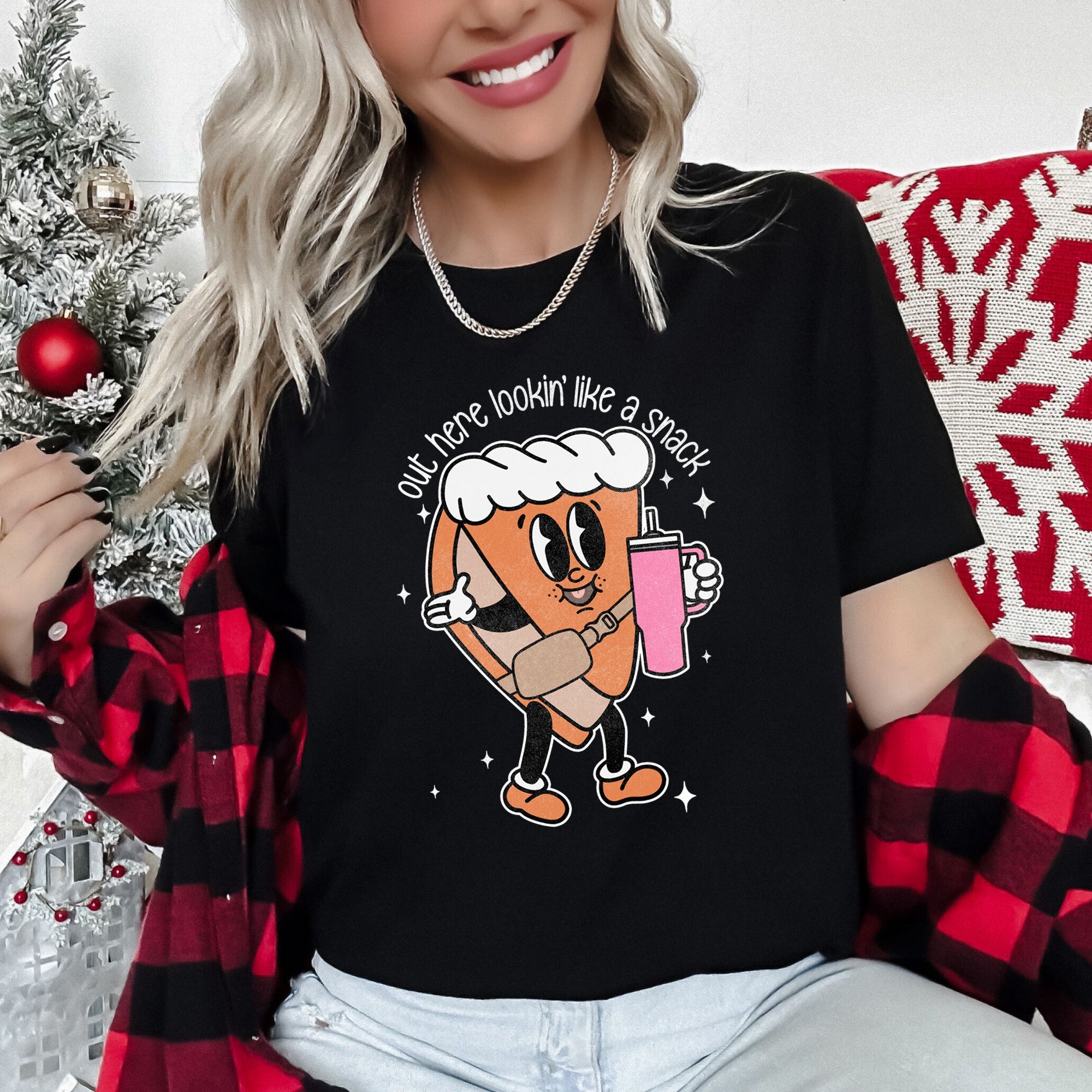 Out Here Looking Like A Snack Pumpkin Pie Thanksgiving Autumn Cozy Edition Graphic Tee