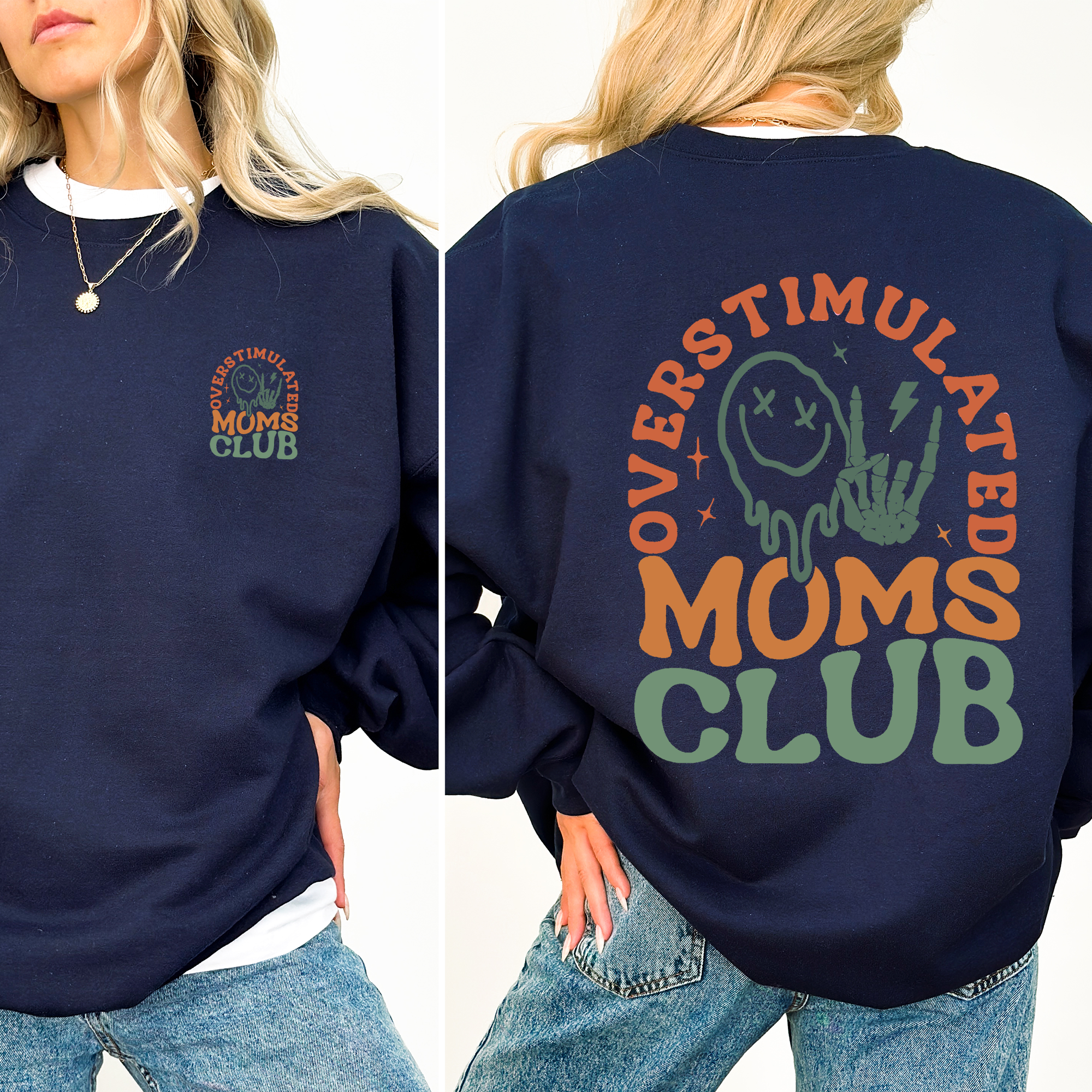 Overstimulated Mom's Club Ultimate Busy Mom Lifestyle Graphic Sayings Collection Sweatshirt