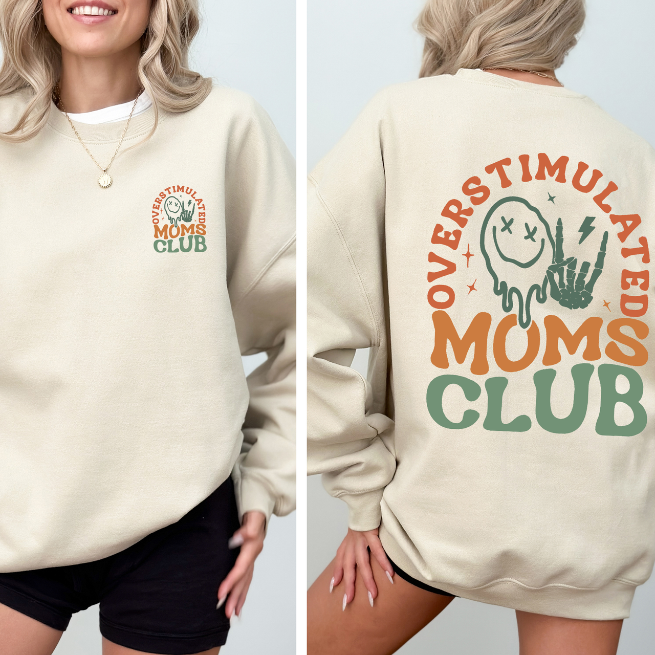 Overstimulated Mom's Club Ultimate Busy Mom Lifestyle Graphic Sayings Collection Sweatshirt