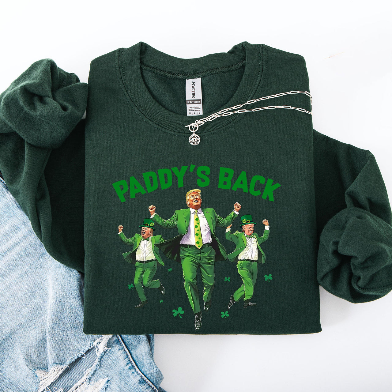 Paddy's Back Trump Politics St Patrick's Day Shamrock Clover Leprechaun Sweatshirt