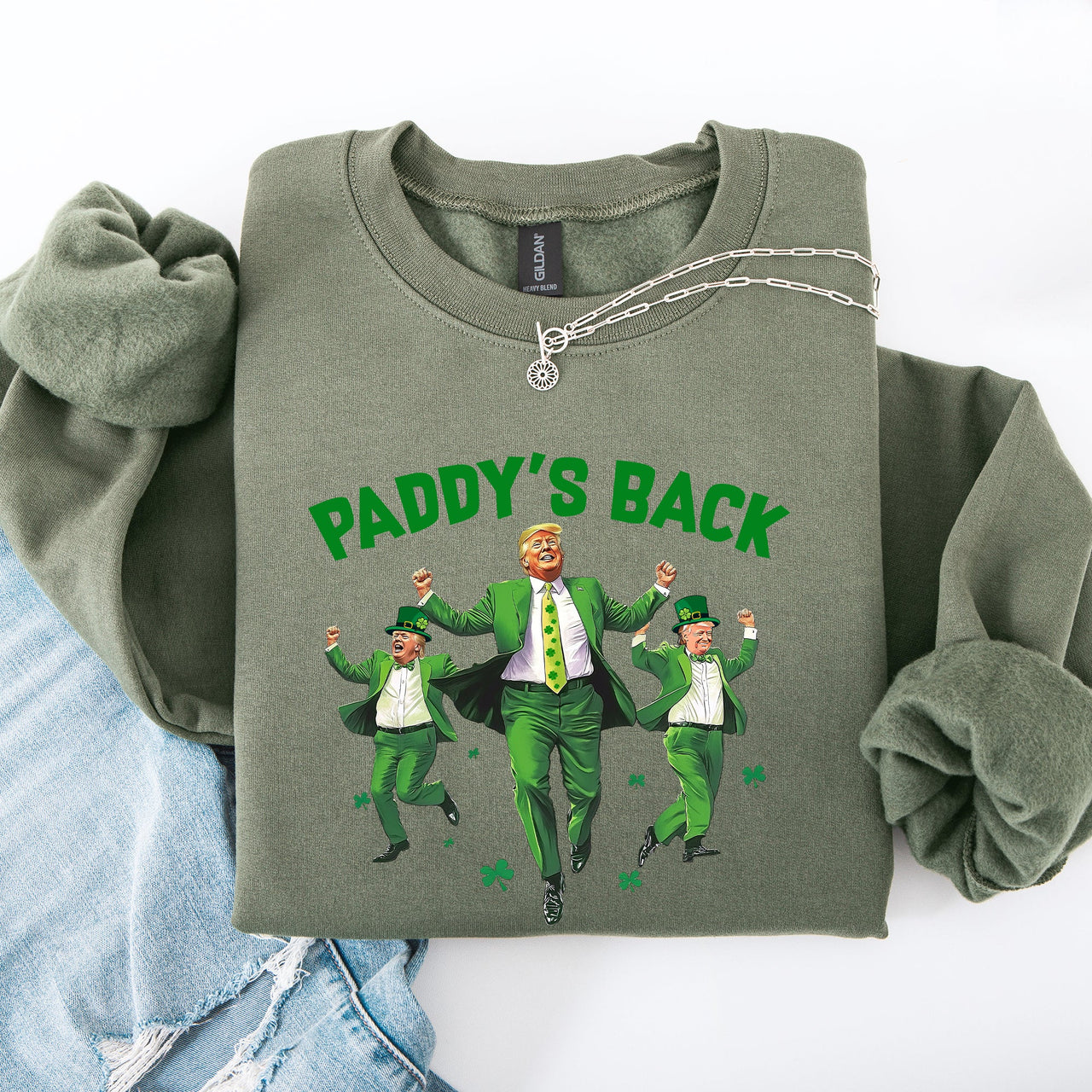 Paddy's Back Trump Politics St Patrick's Day Shamrock Clover Leprechaun Sweatshirt