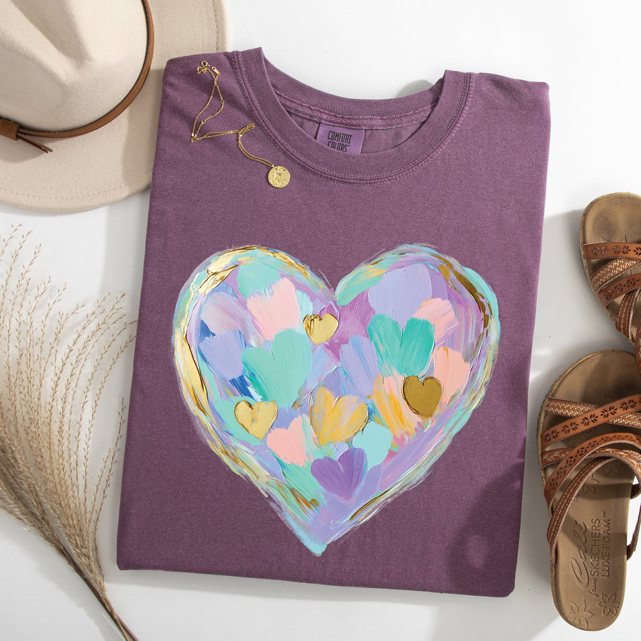 Painted Heart Pastels Easter Bunny Jesus Rabbit Holiday Scene Comfort Colors Tee