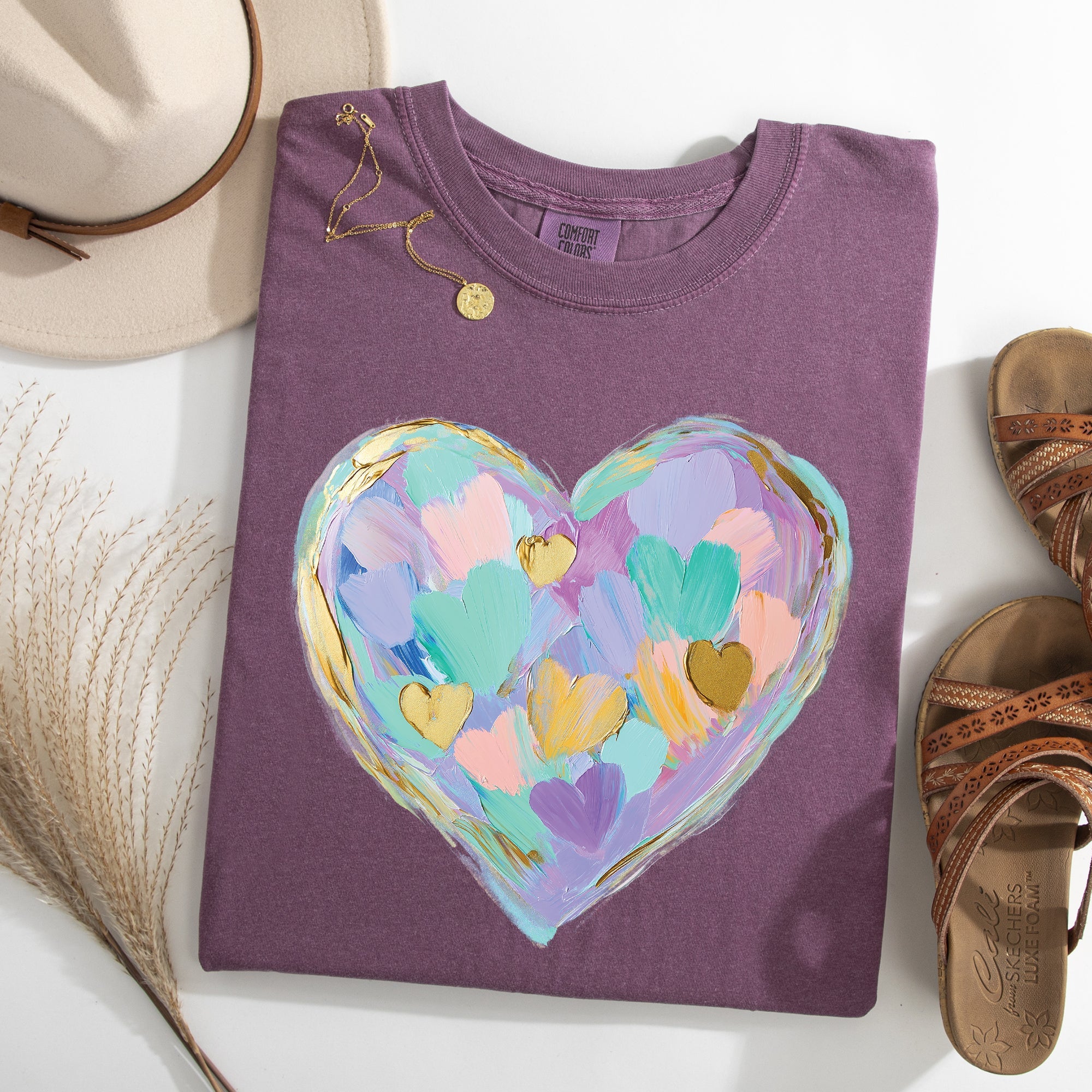 Painted Heart Pastels Easter Bunny Jesus Rabbit Holiday Scene Comfort Colors Tee