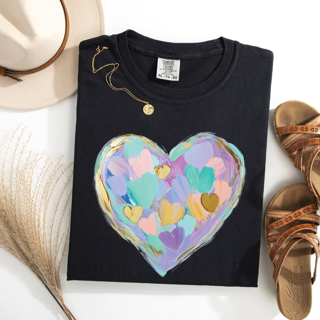 Painted Heart Pastels Easter Bunny Jesus Rabbit Holiday Scene Comfort Colors Tee