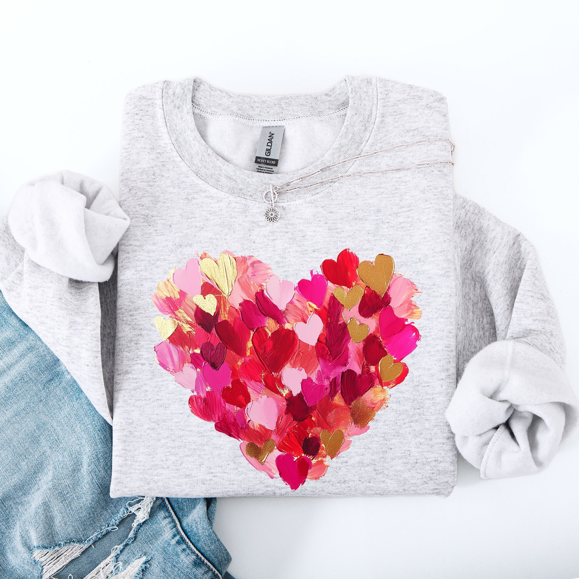 Painted Heart Valentine's Day Colorful Love Graphic Artwork Design Collection Sweatshirt