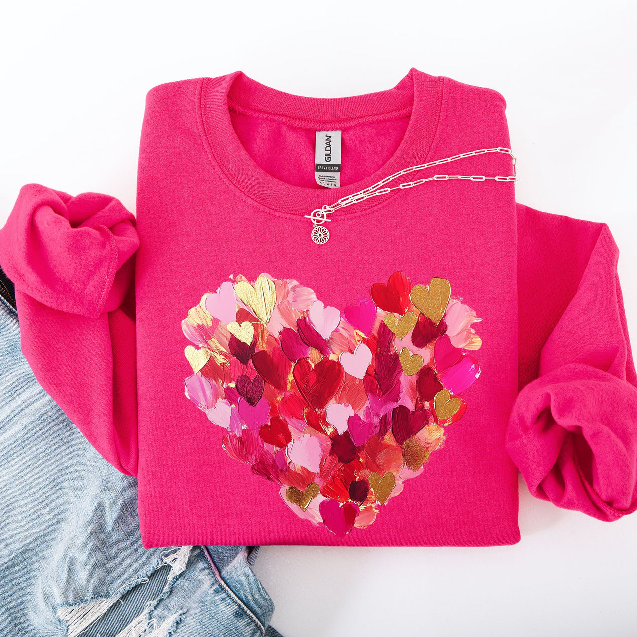 Painted Heart Valentine's Day Colorful Love Graphic Artwork Design Collection Sweatshirt