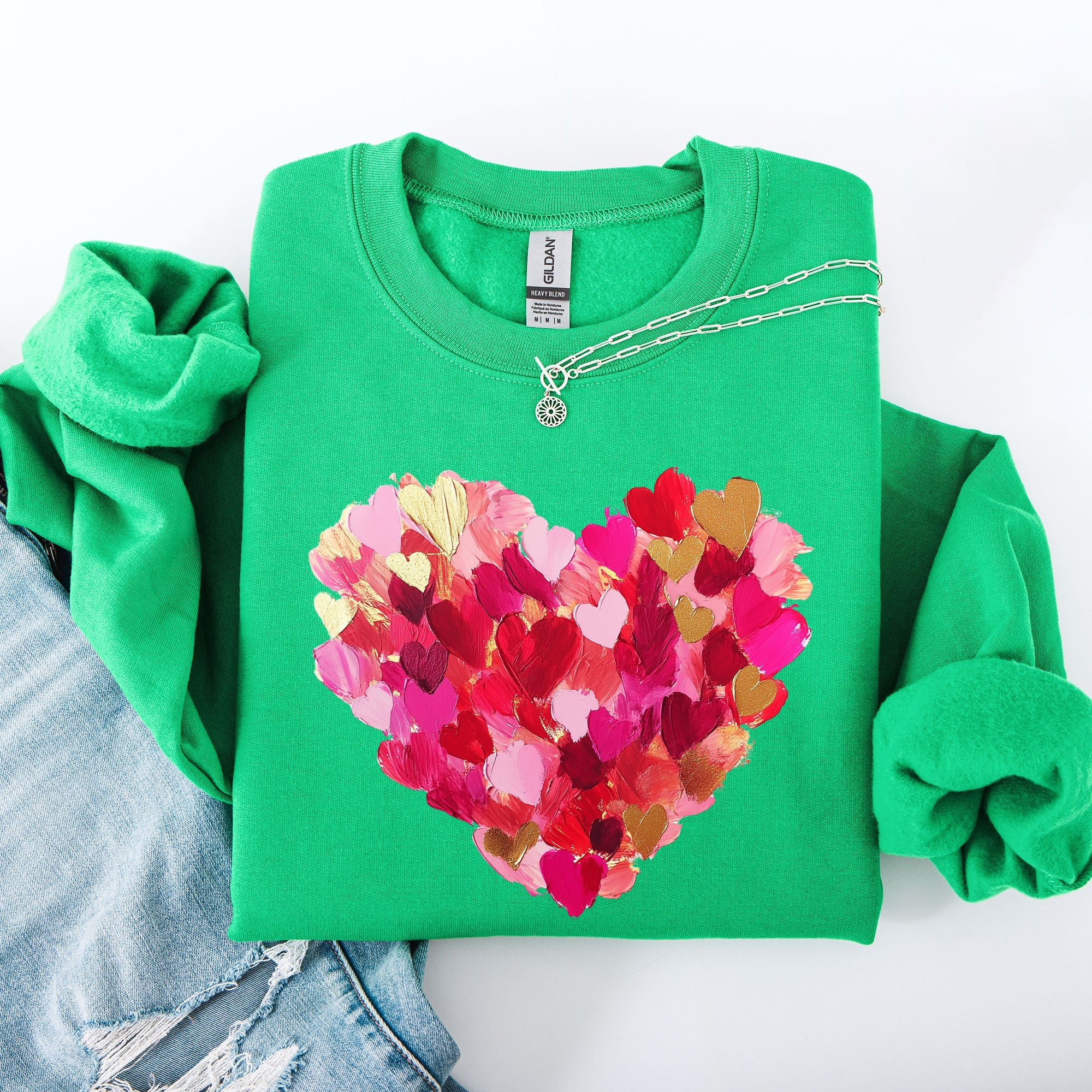 Painted Heart Valentine's Day Colorful Love Graphic Artwork Design Collection Sweatshirt