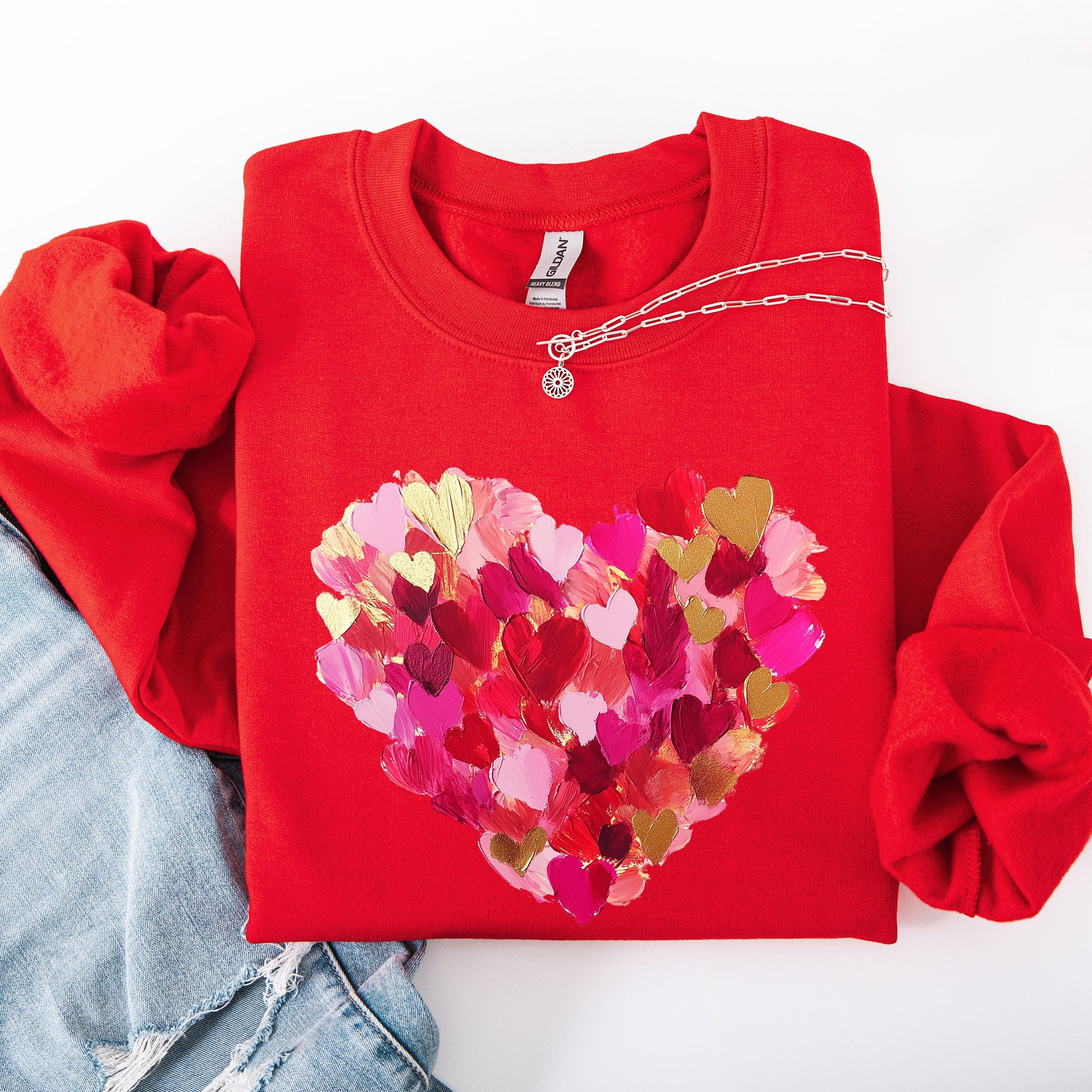 Painted Heart Valentine's Day Colorful Love Graphic Artwork Design Collection Sweatshirt