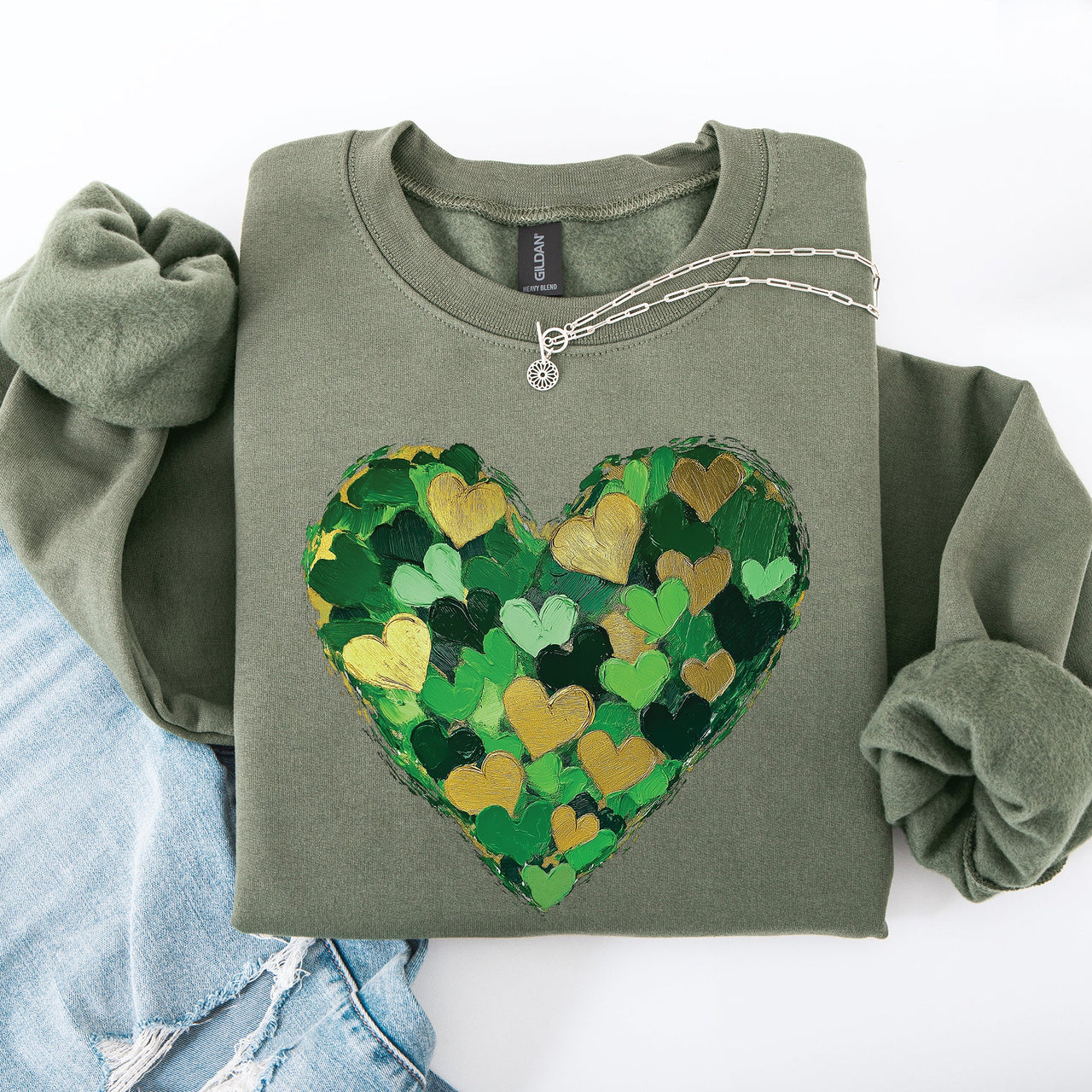 Painted Hearts, St Patrick's Day, Shamrock, Clover, Lucky, Leprechaun Sweatshirt