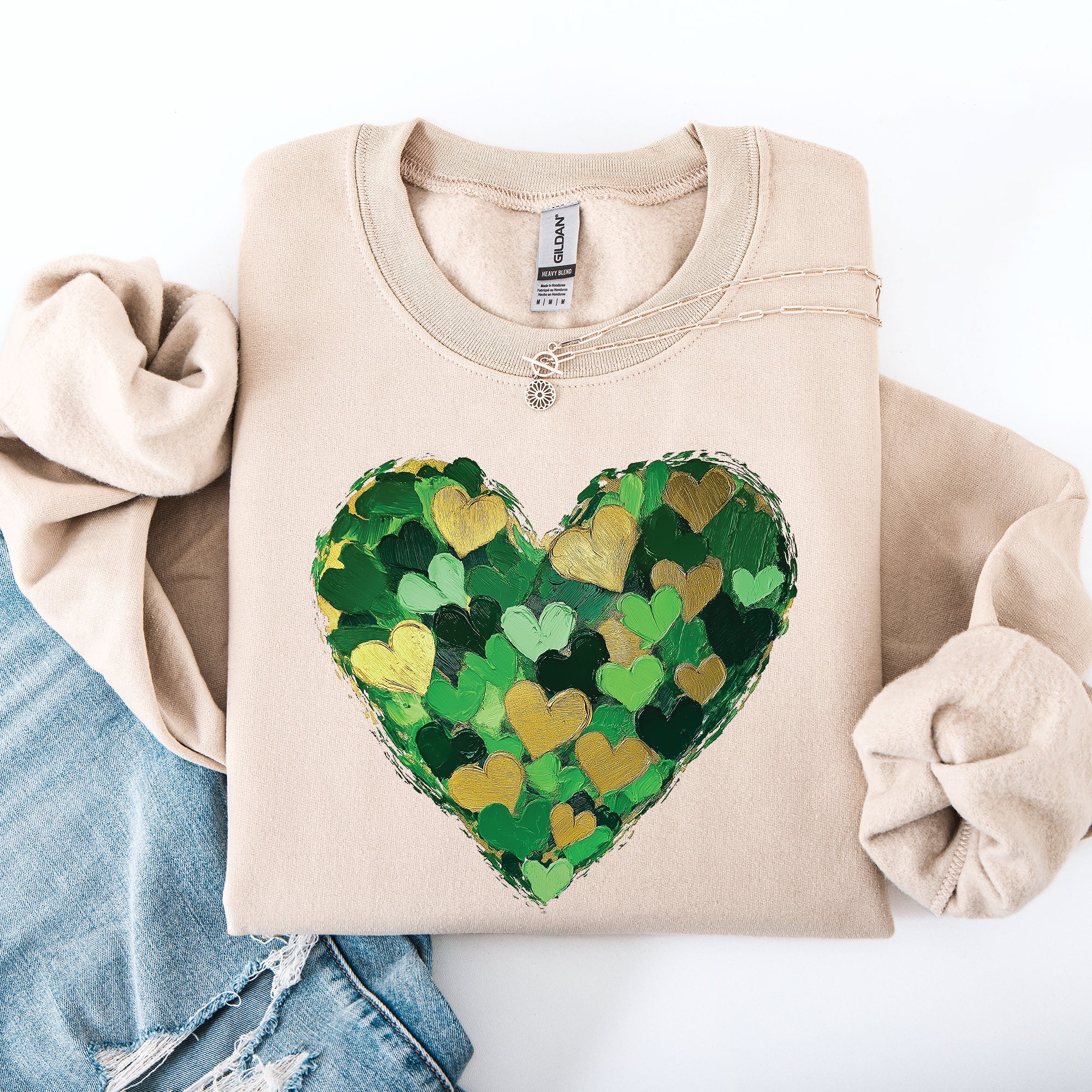 Painted Hearts, St Patrick's Day, Shamrock, Clover, Lucky, Leprechaun Sweatshirt