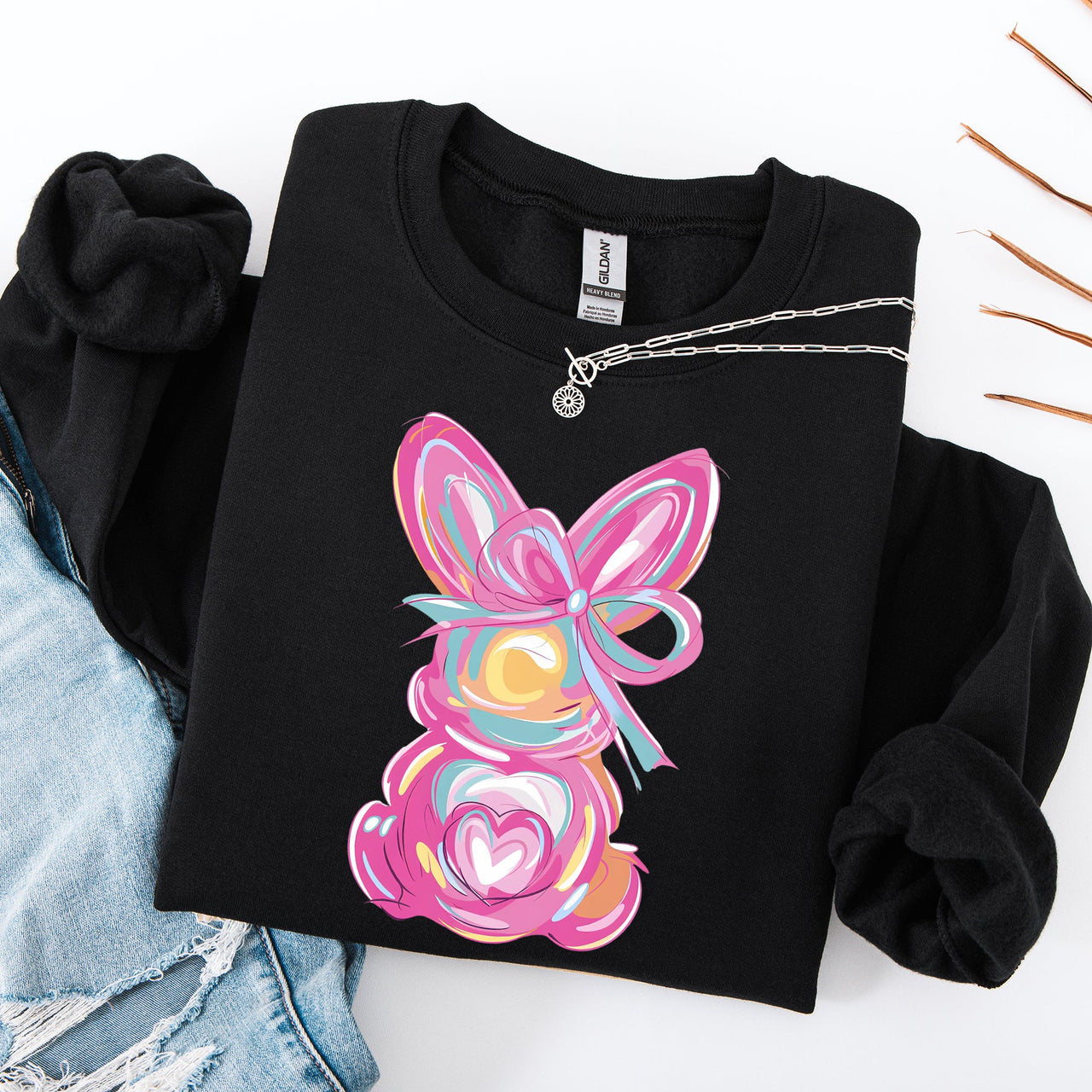 Painted Pastel Bunny Easter Jesus Rabbit Holiday Celebration Illustration Sweatshirt