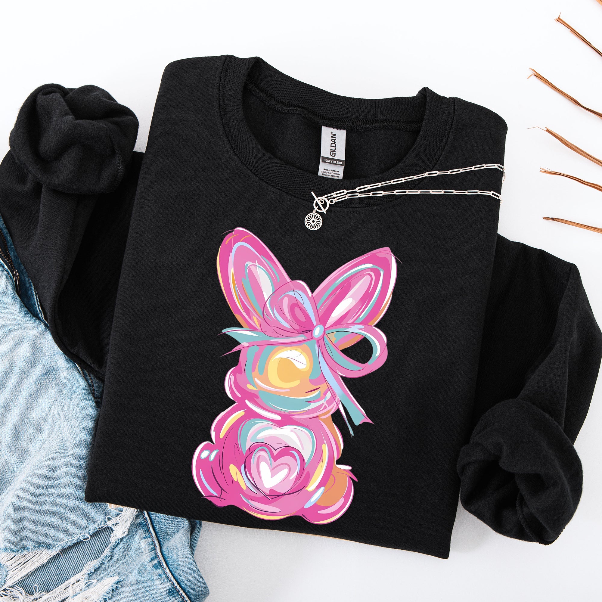 Painted Pastel Bunny Easter Jesus Rabbit Holiday Celebration Illustration Sweatshirt