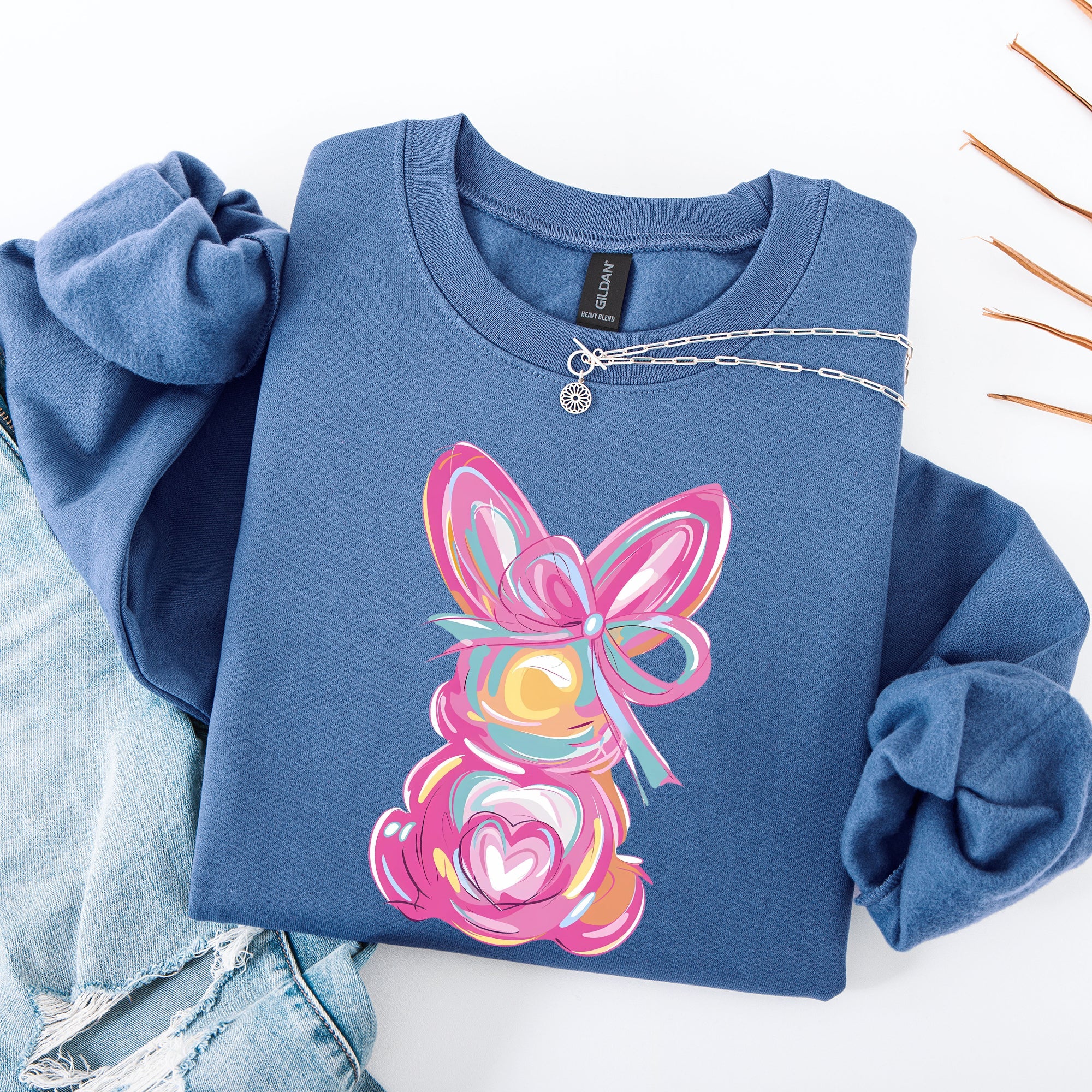 Painted Pastel Bunny Easter Jesus Rabbit Holiday Celebration Illustration Sweatshirt