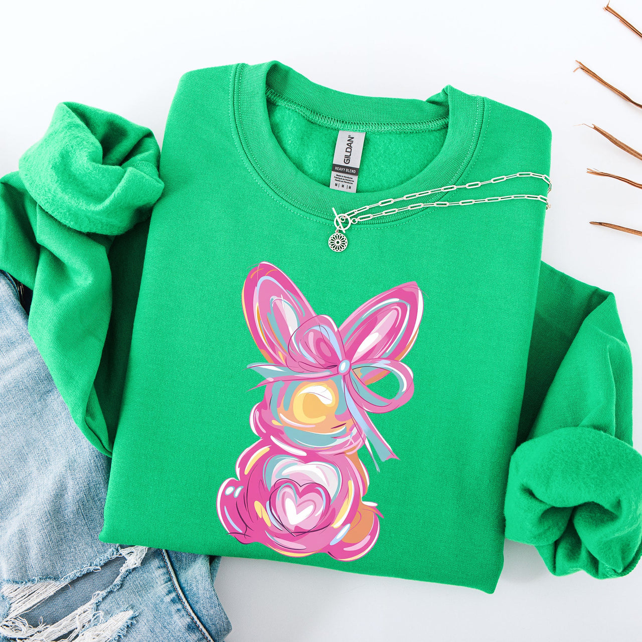 Painted Pastel Bunny Easter Jesus Rabbit Holiday Celebration Illustration Sweatshirt