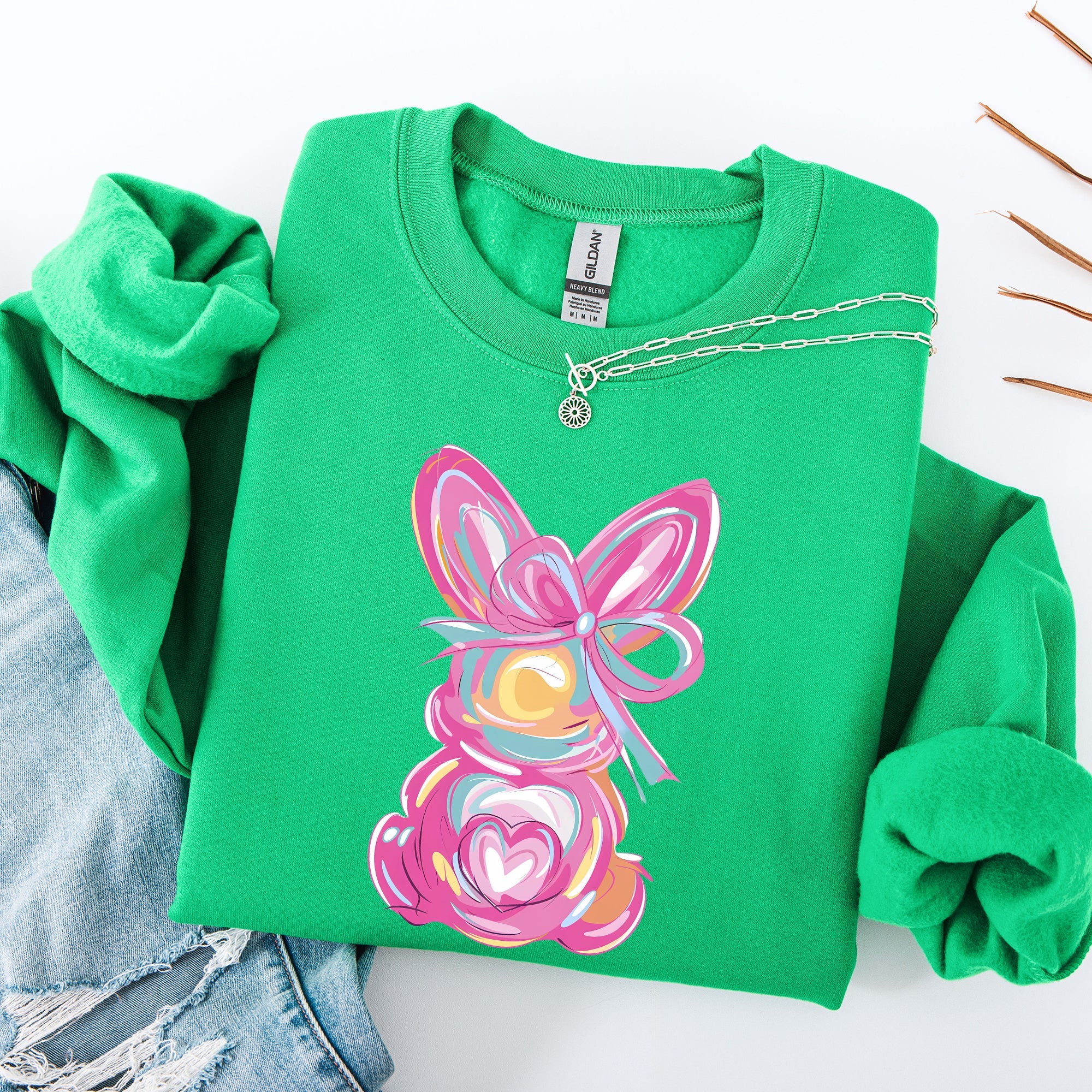 Painted Pastel Bunny Easter Jesus Rabbit Holiday Celebration Illustration Sweatshirt