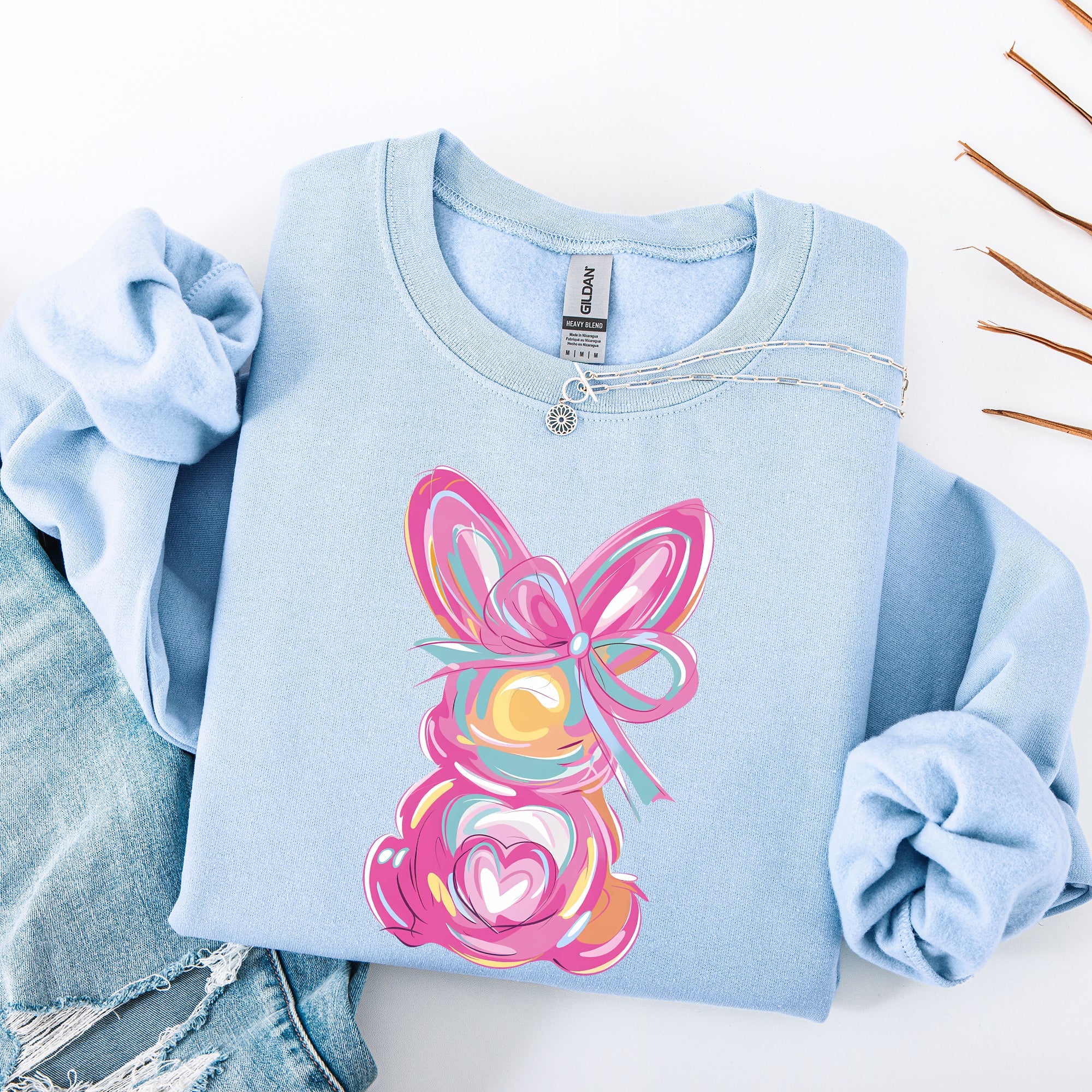 Painted Pastel Bunny Easter Jesus Rabbit Holiday Celebration Illustration Sweatshirt