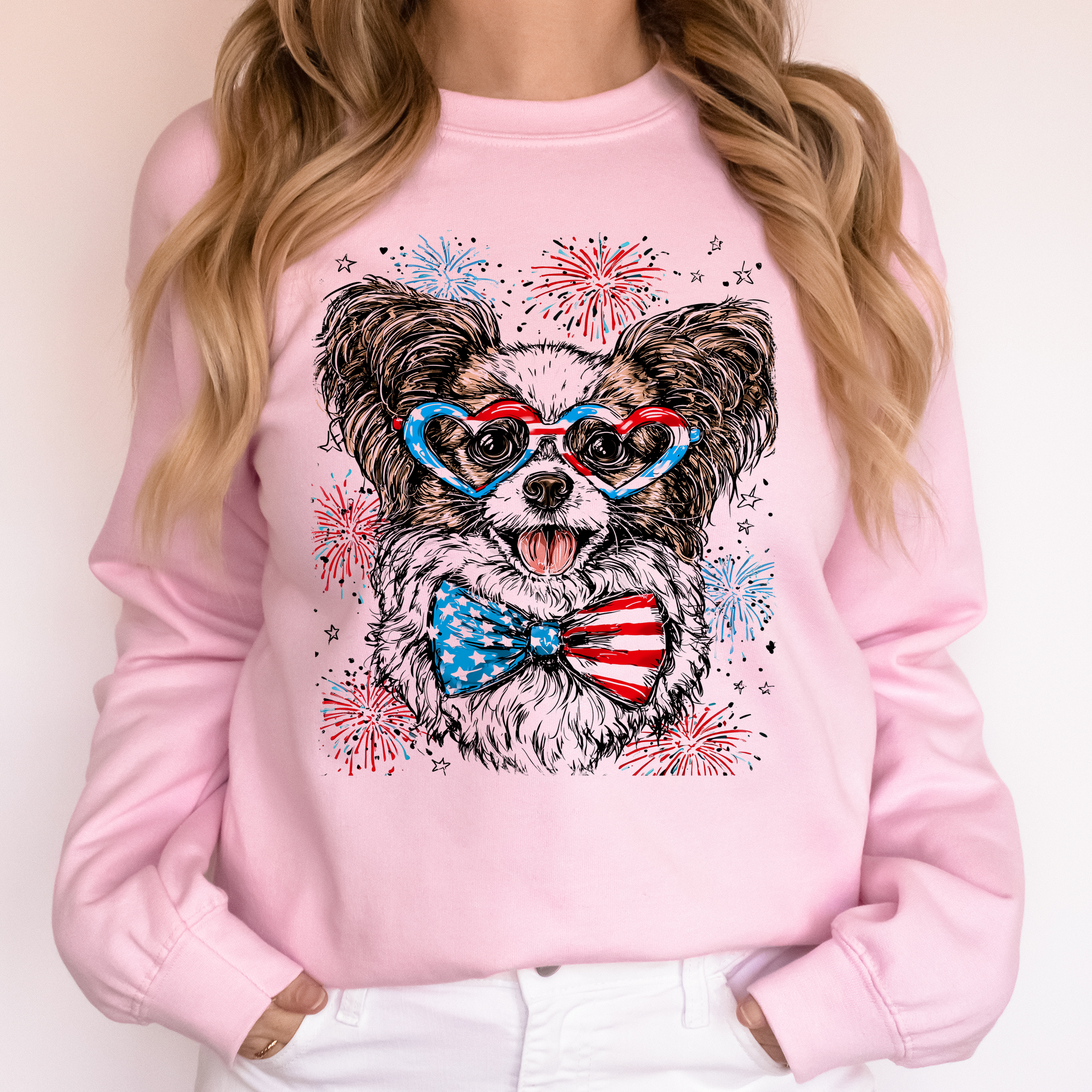 Papillon Patriotic Dog USA Pride Edition Featuring Stars And Stripes Motif Sweatshirt