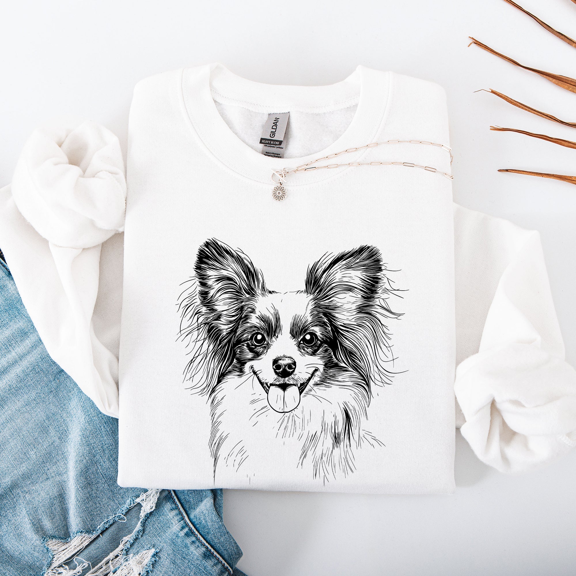 Papillon Dog Lover Apparel Collection For Pet Parents Papillon Breed Graphic Artwork Sweatshirt